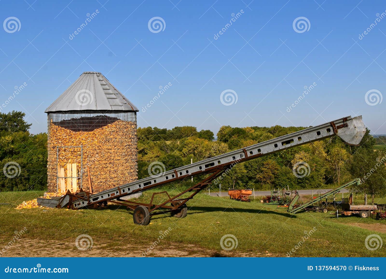 Crib of Corn and an Old Grain Elevator Stock Photo Image of corncob