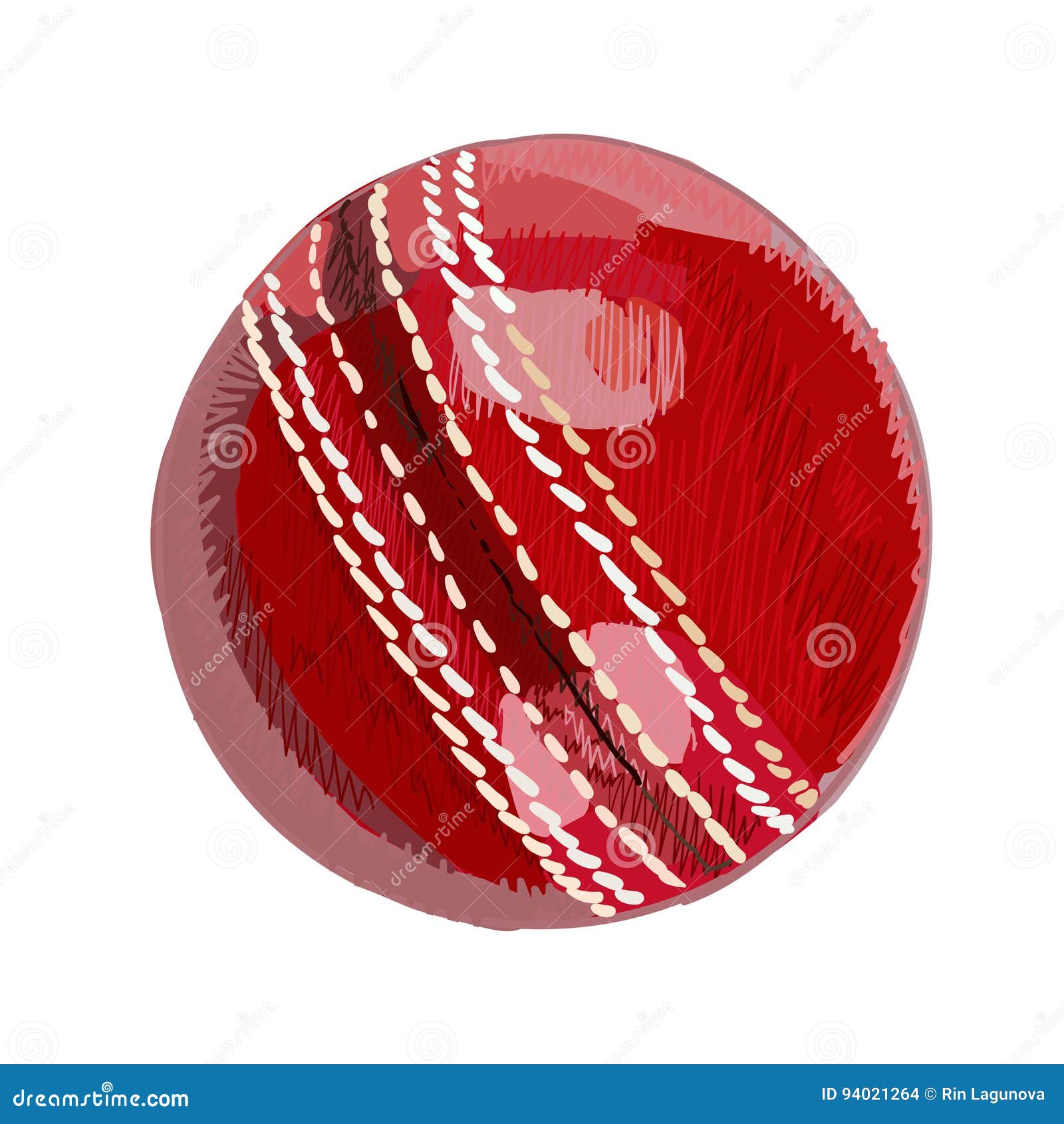 Cricket Ball. Hand Drawn VECTOR Illustration Stock Vector