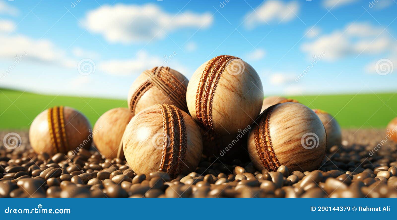Cricket Ball Hitting Wicket Stumps Knocking Bails Out Against Blue Sky