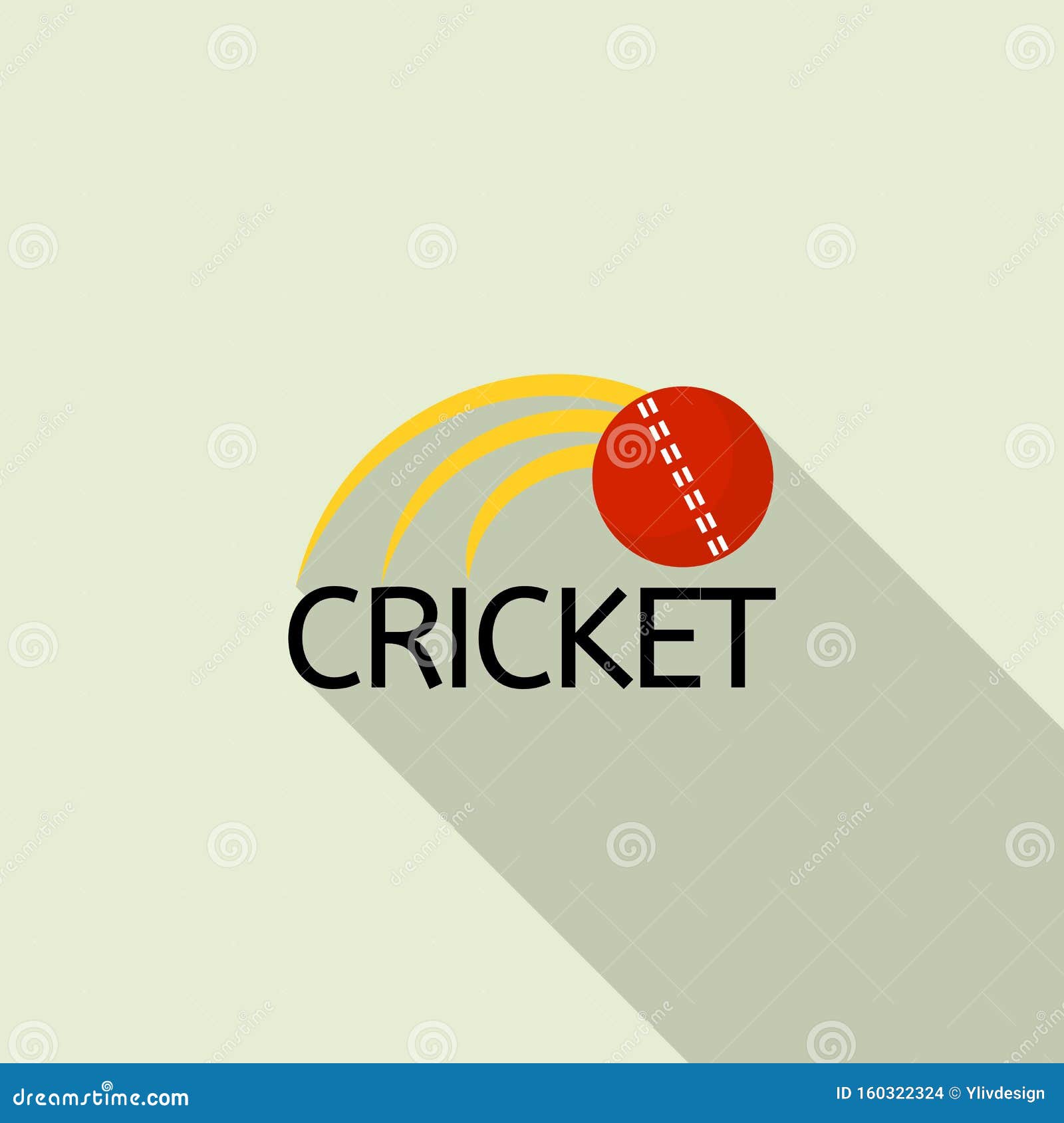 Cricket Ball Logo, Flat Style Stock Vector Illustration of sport