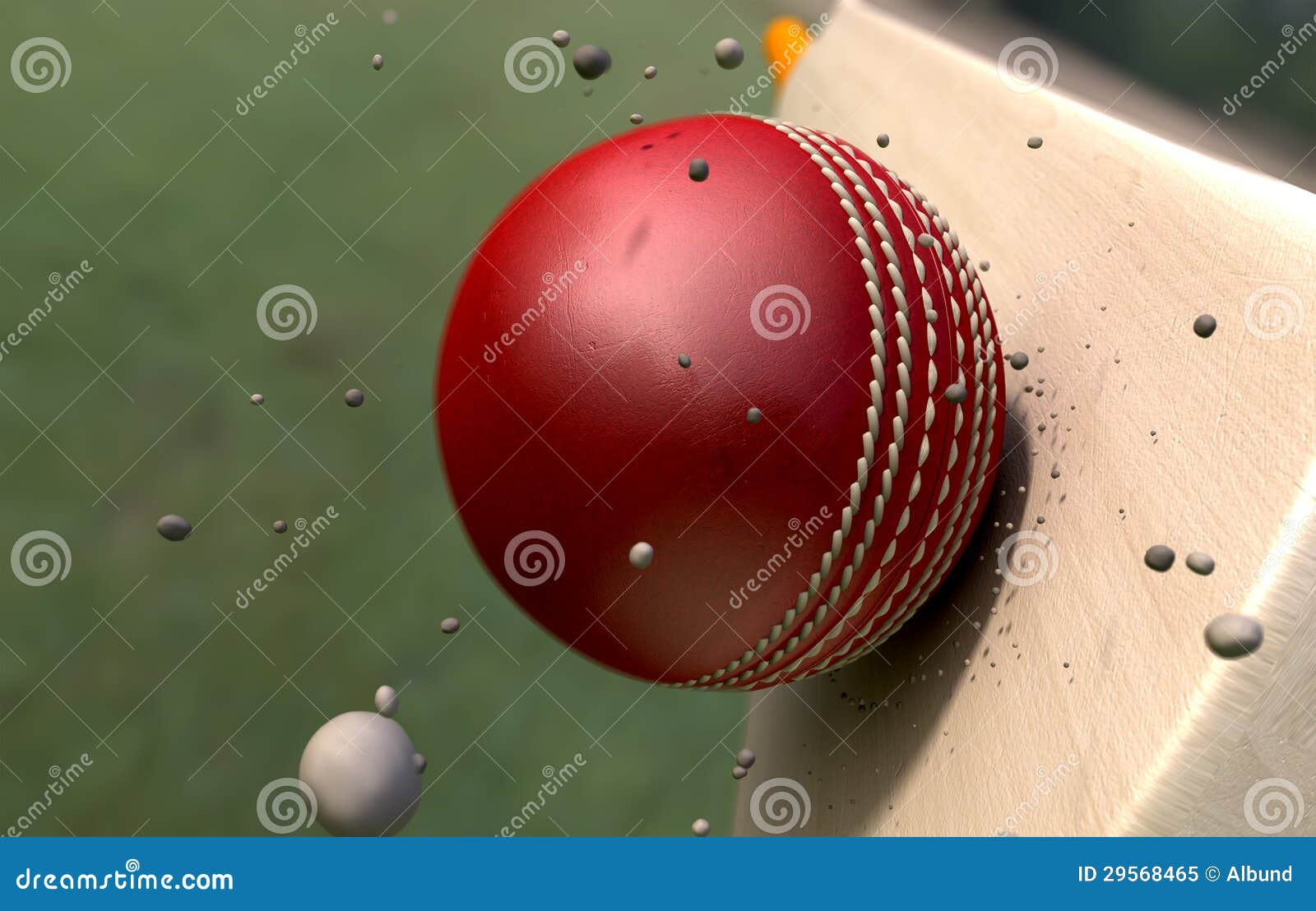 Cricket Ball Striking Bat with Particles Stock Image Image of match