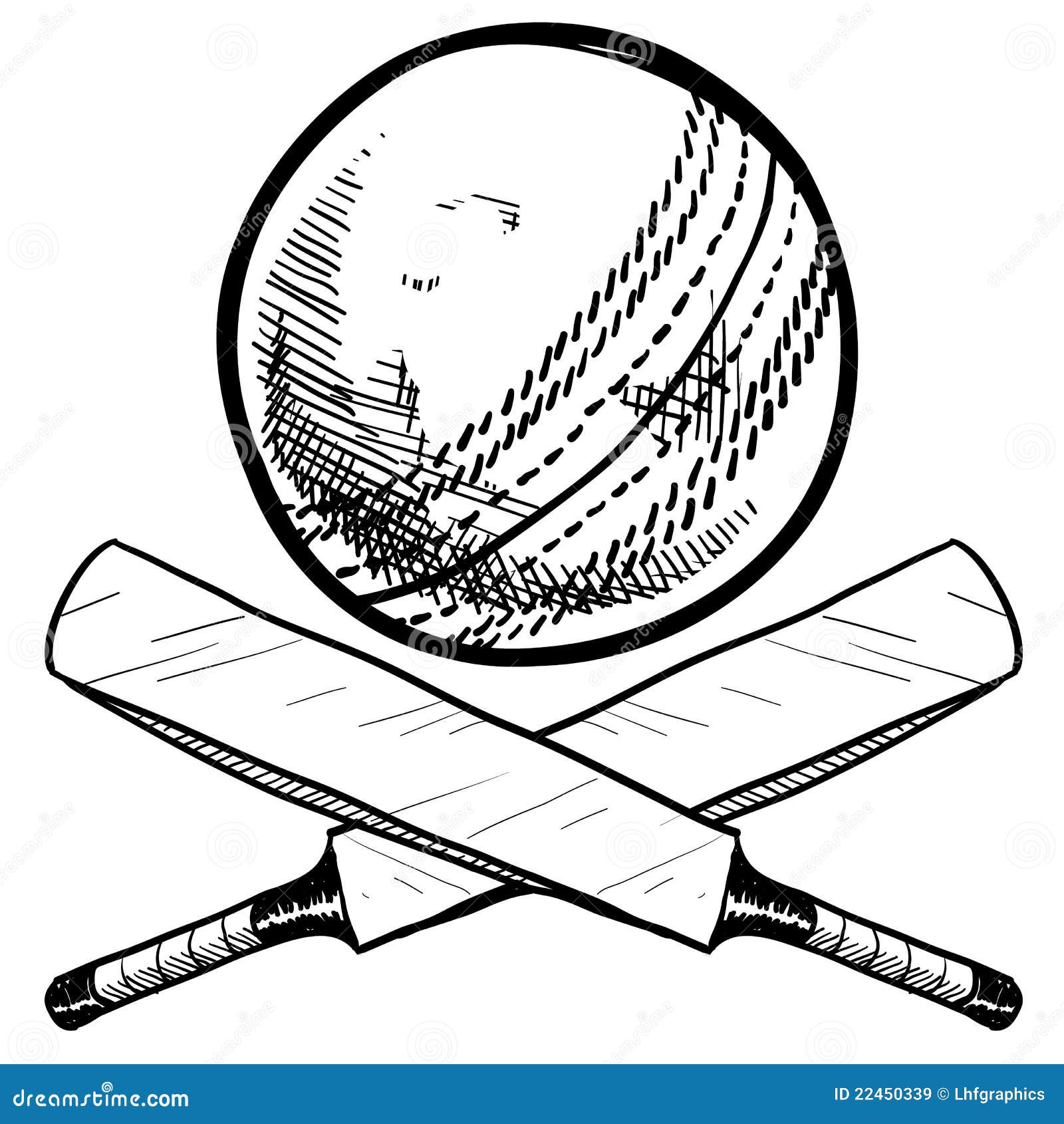 Doodle style cricket sports equipment in vector format including ball 