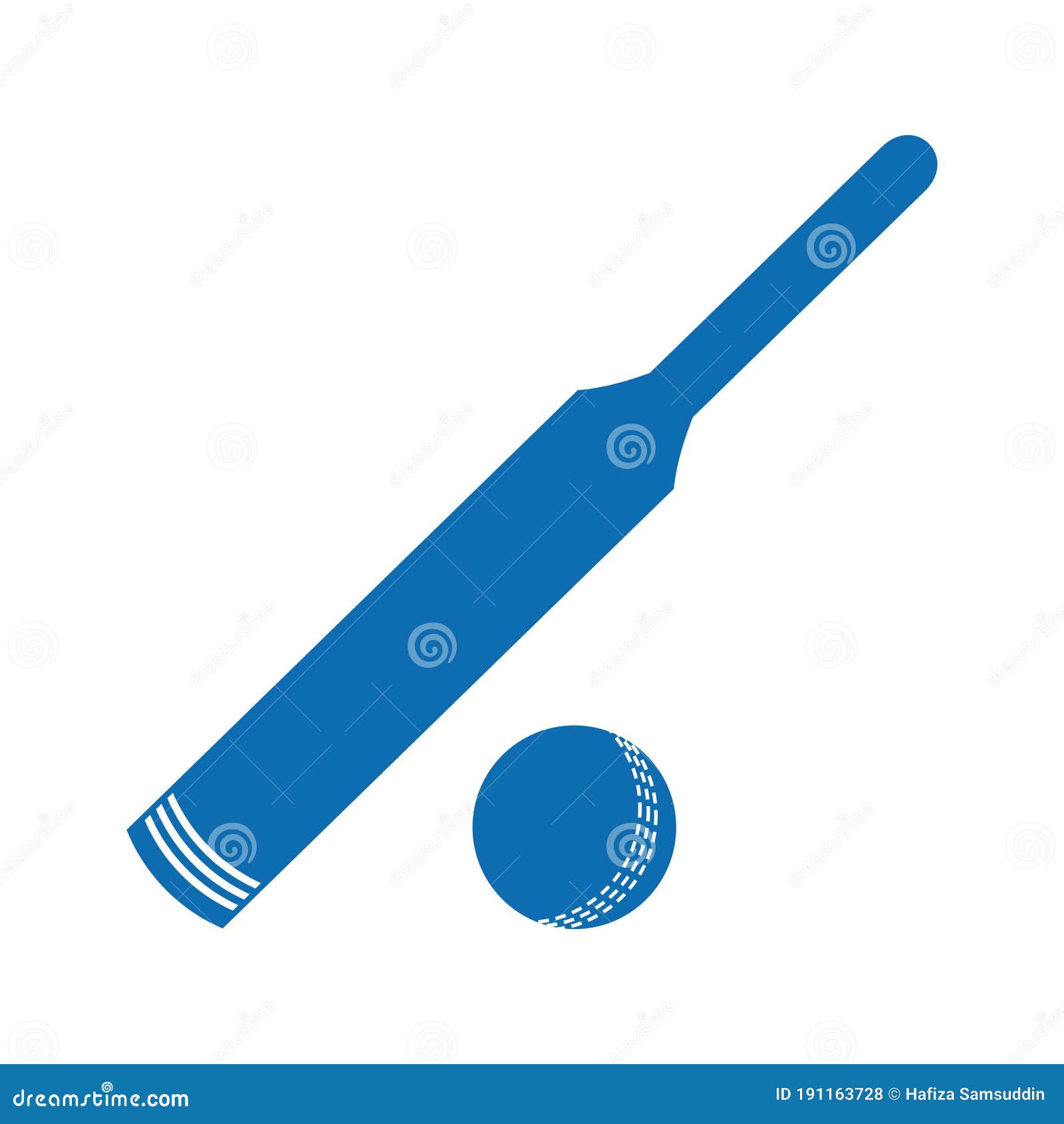 Cricket Bat and Ball. Vector Illustration Decorative Design Stock