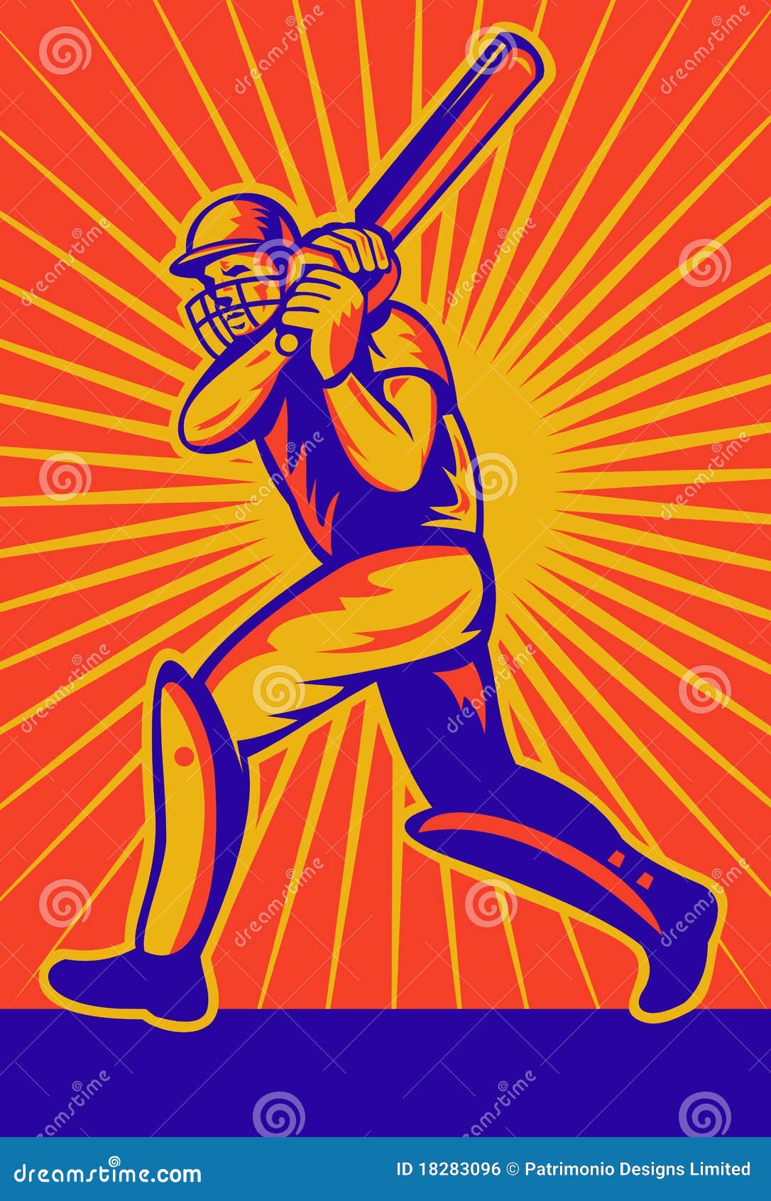 Cricket batsman batting stock illustration. Illustration of sunburst