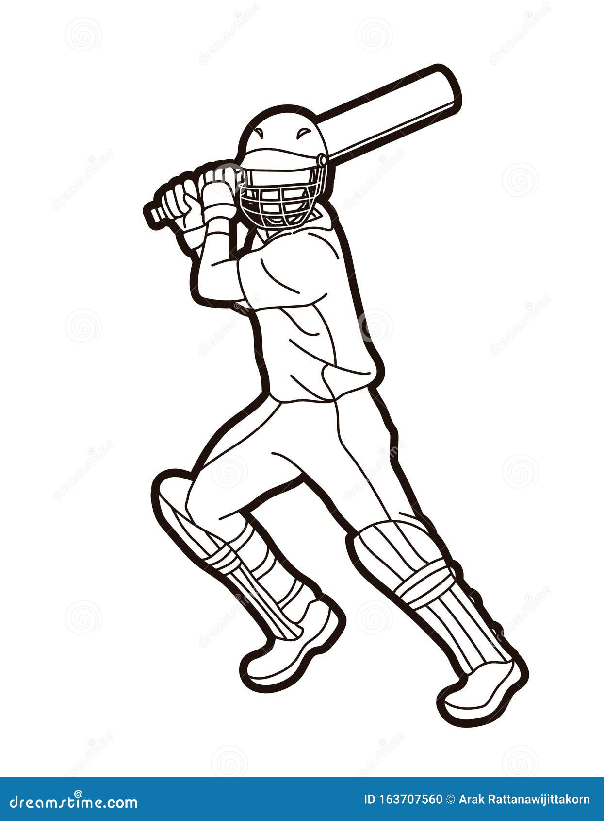 Cricket Batsman Sport Player Action Cartoon Graphic Stock Vector -  Illustration of champion, background: 163707560