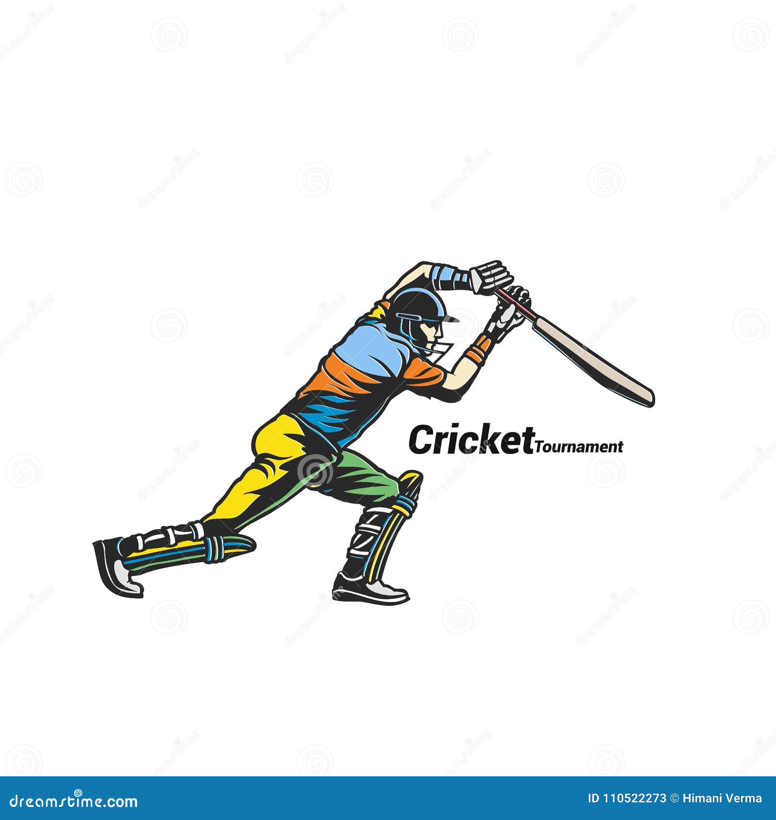 Cricket Batsman Vector Illustration Design. Stock Vector - Illustration ...