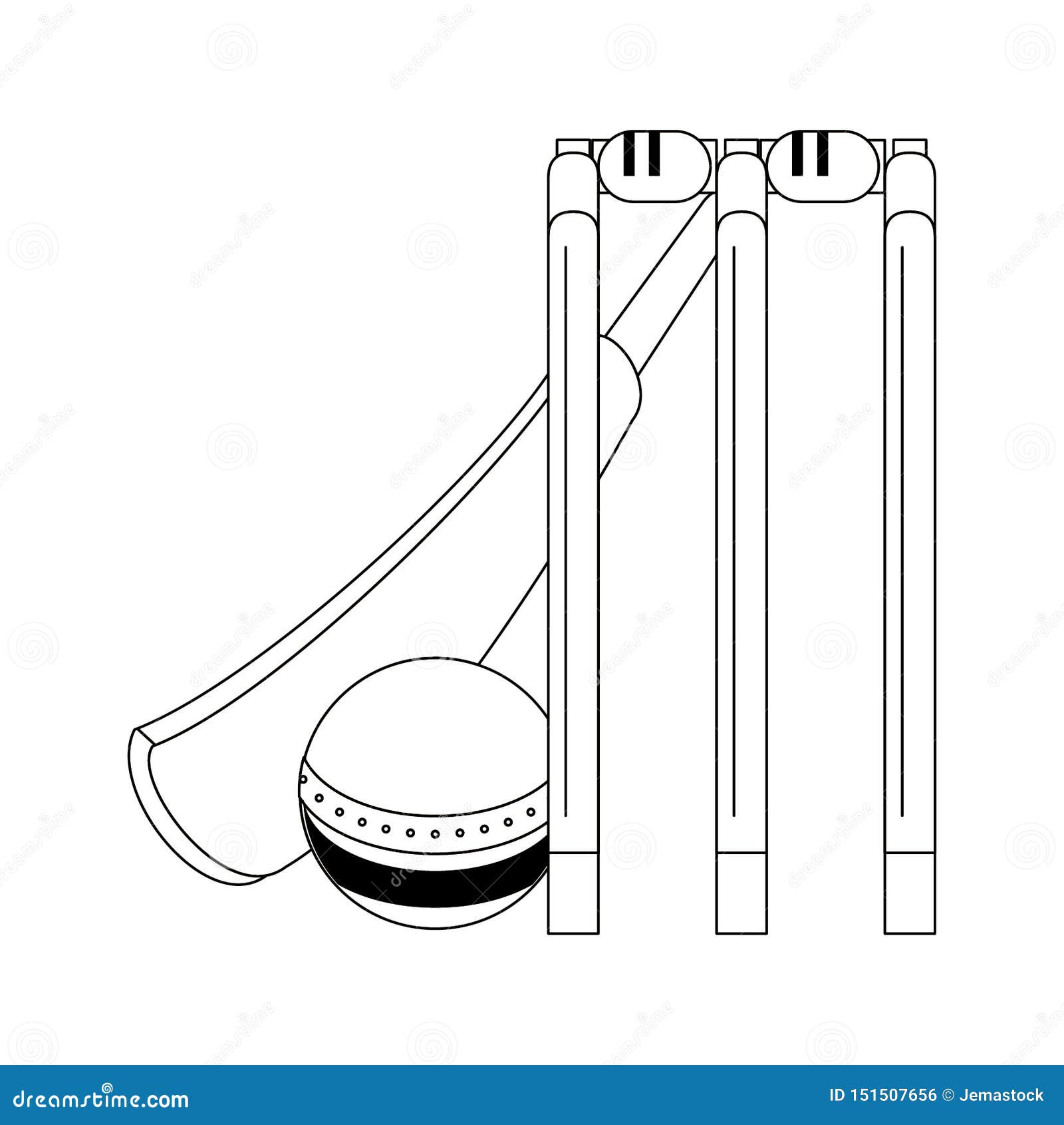 Cricket Equiment Elements Icon Cartoon in Black and White Stock Vector -  Illustration of playing, player: 151507656