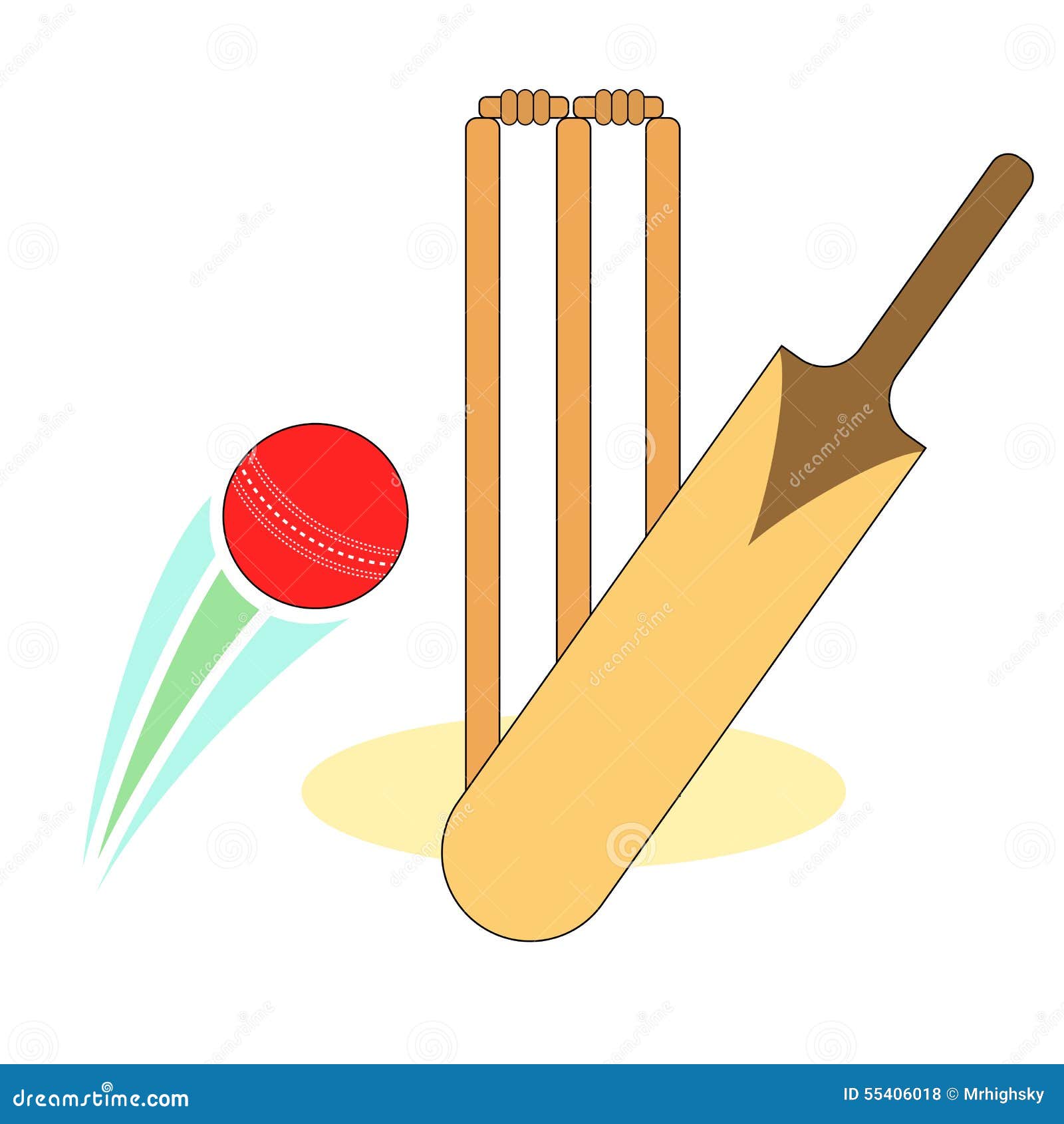 Cricket equipment stock vector. Illustration of game - 55406018