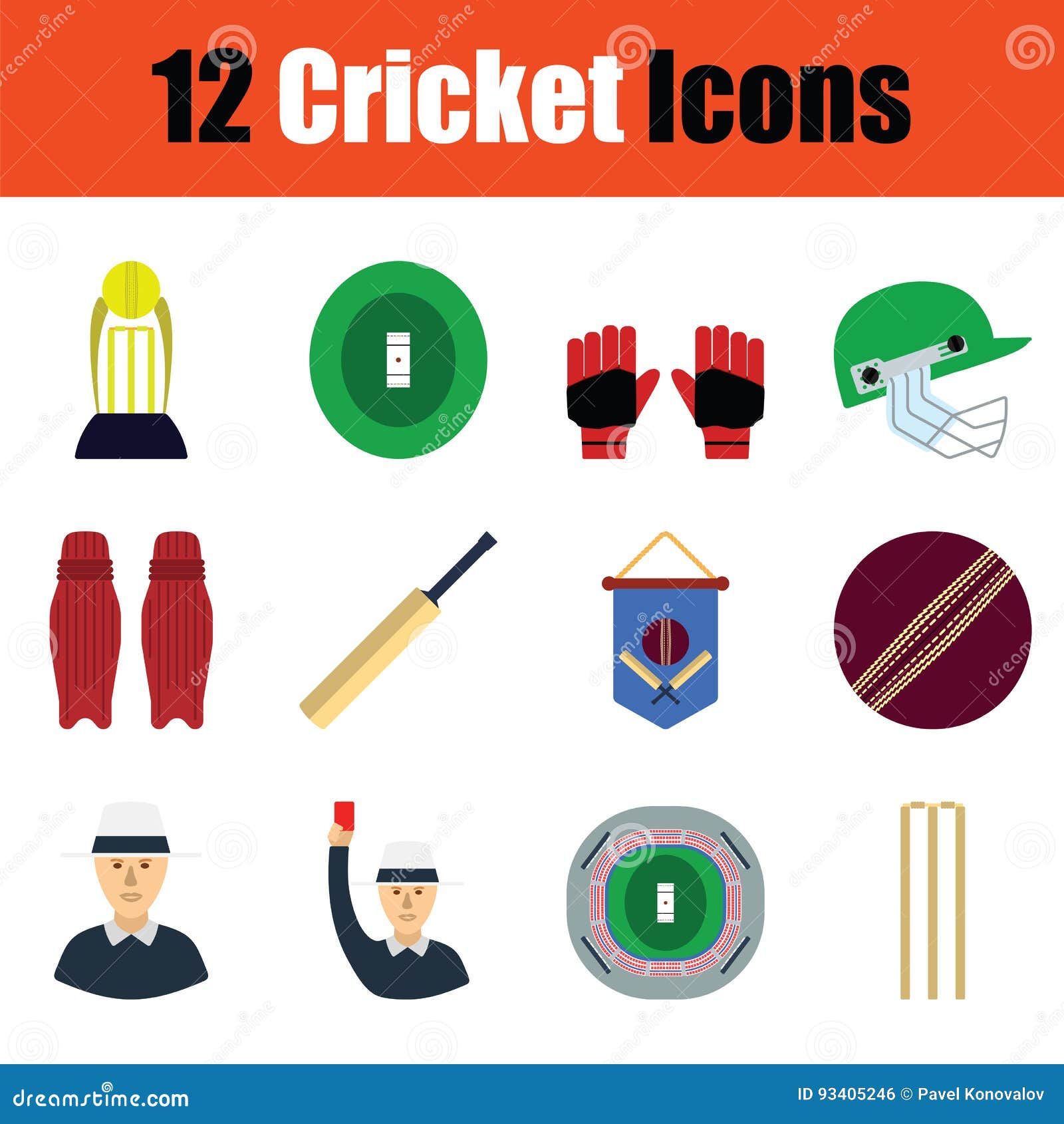 Cricket icon set stock vector. Illustration of league 93405246
