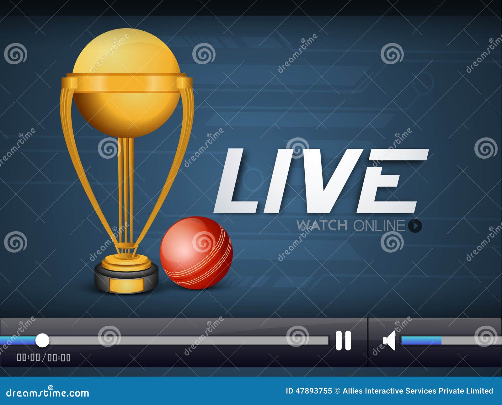 Live Cricket Telecast Video Player Stock Vector By