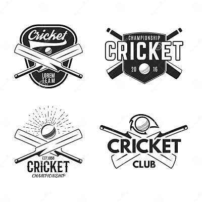 Cricket Logo Set, Sports Template Emblems Elements - Ball, Bat. Use As ...