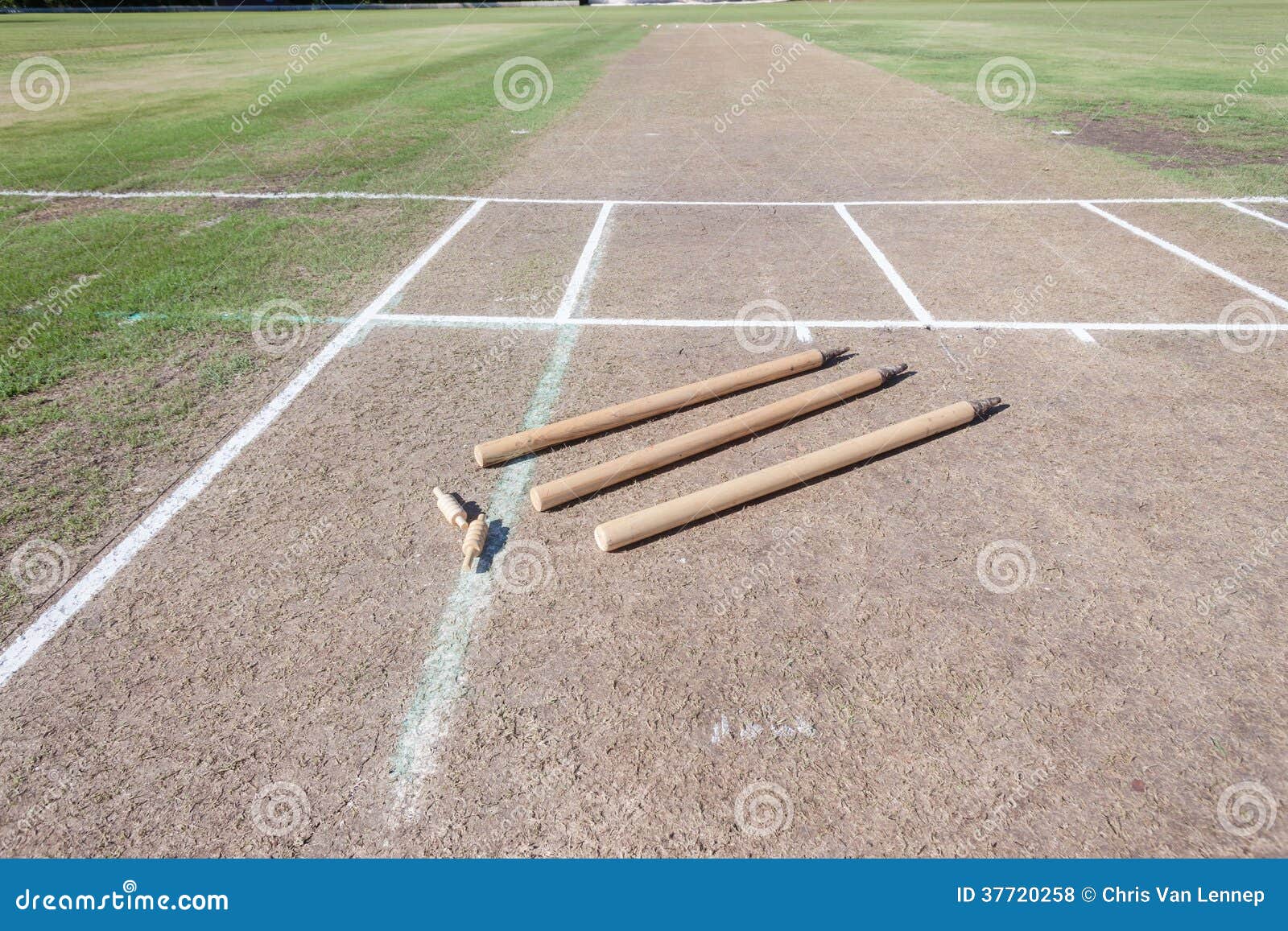 Cricket Pitch Wickets Game stock photo. Image of green 37720258