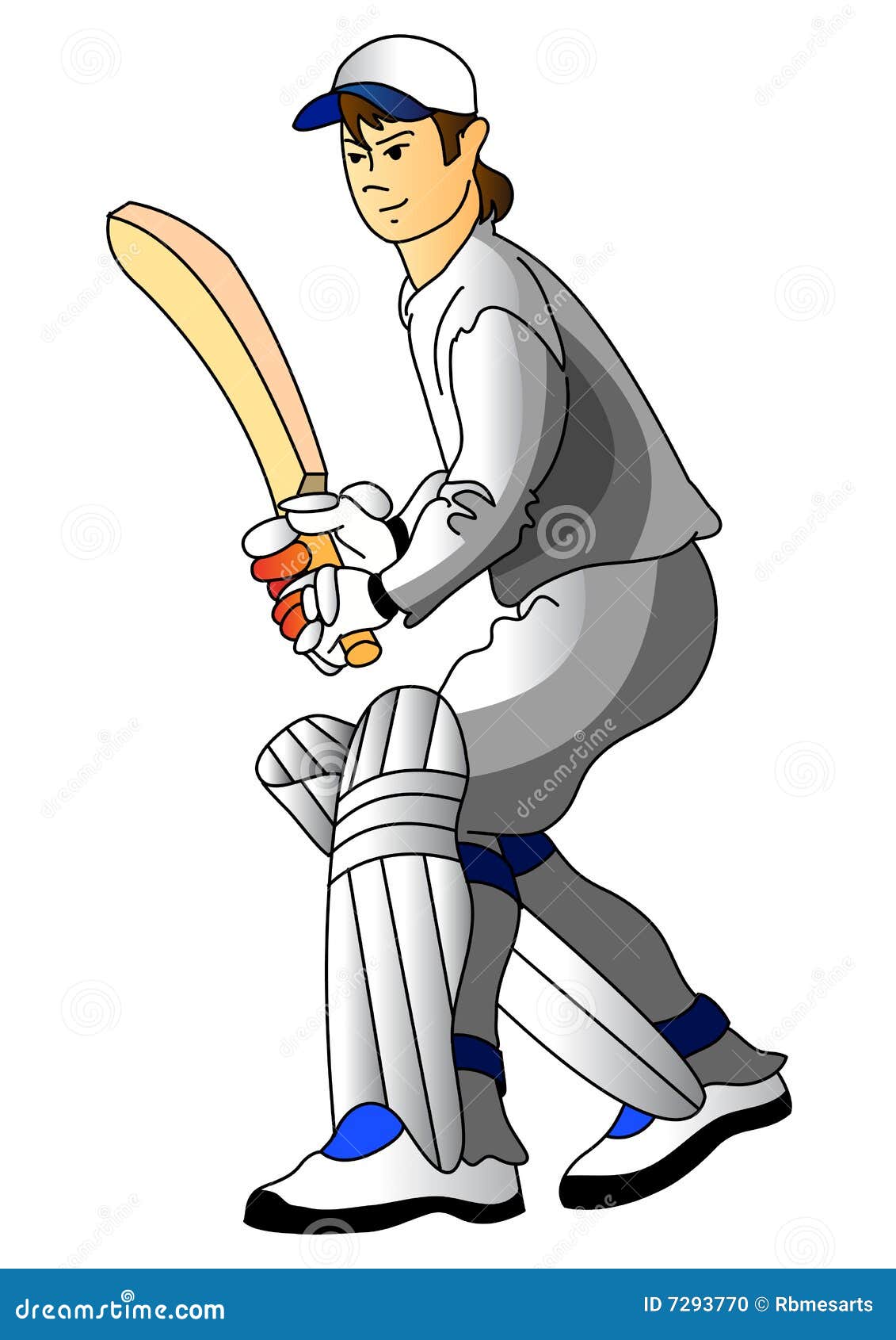 Skizze Bild Sketch Of Man Playing Cricket