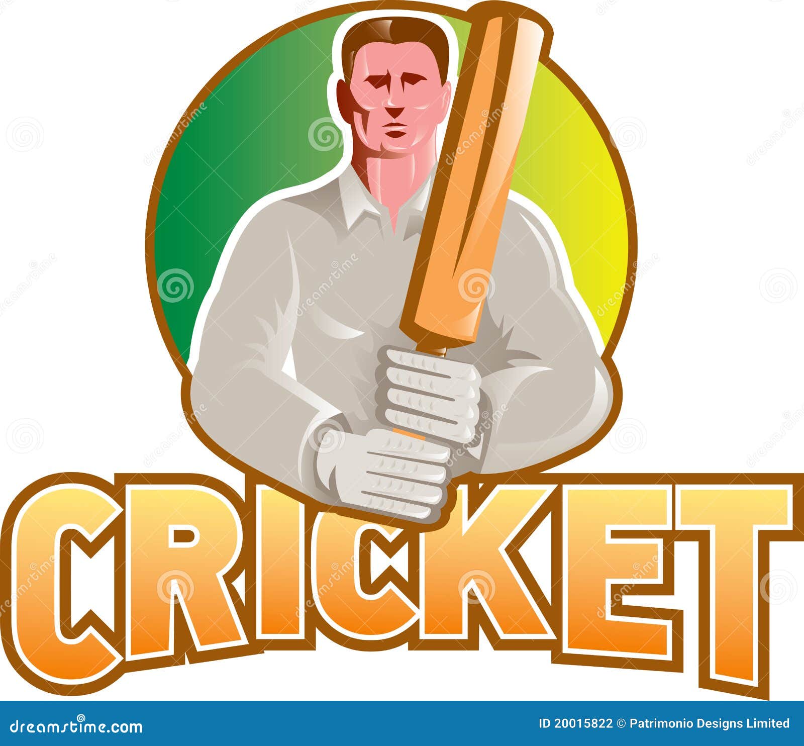 Cricket Player Batsman with Bat Front View Stock Illustration ...