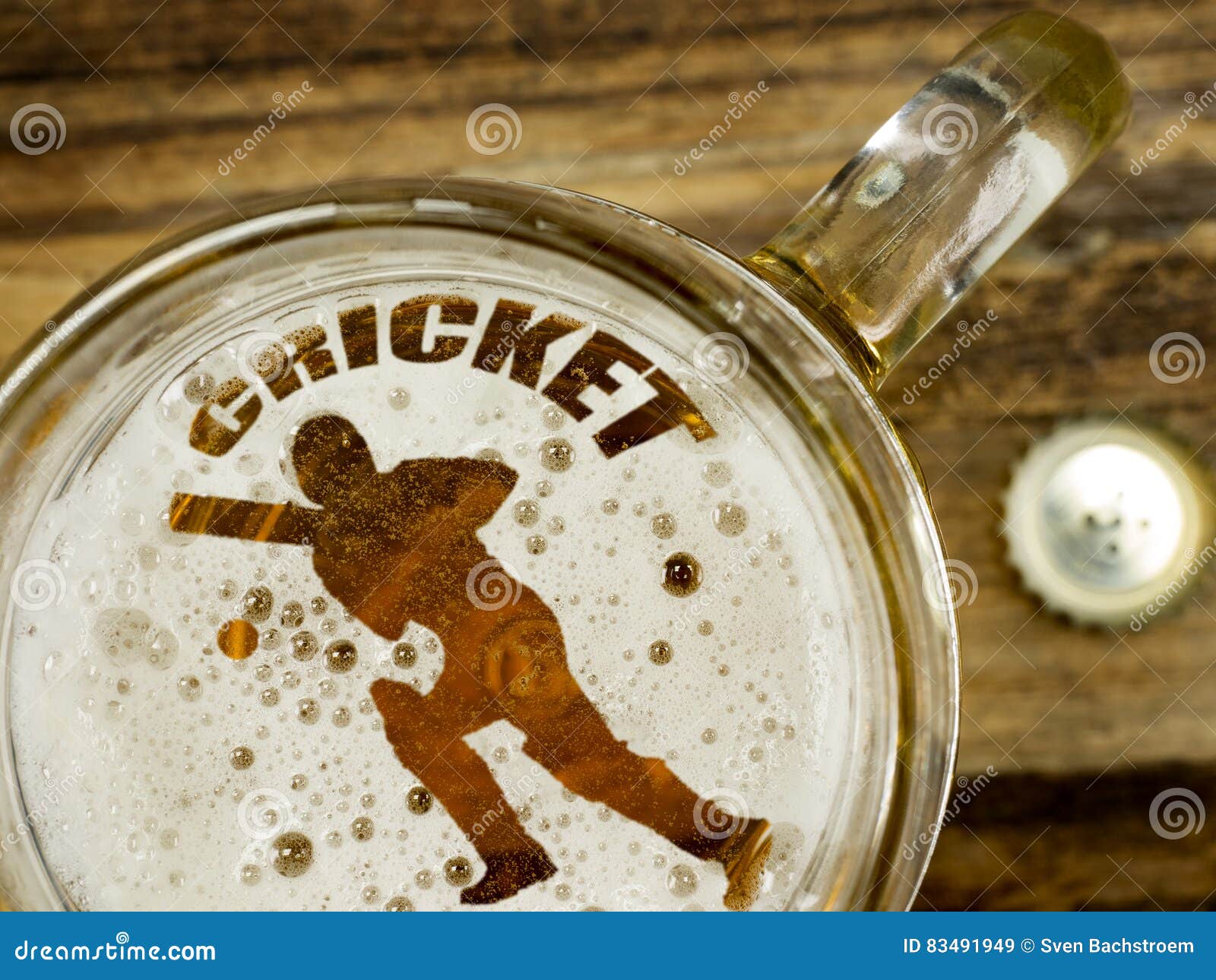 Cricket player in beer stock image. Image of championship 83491949