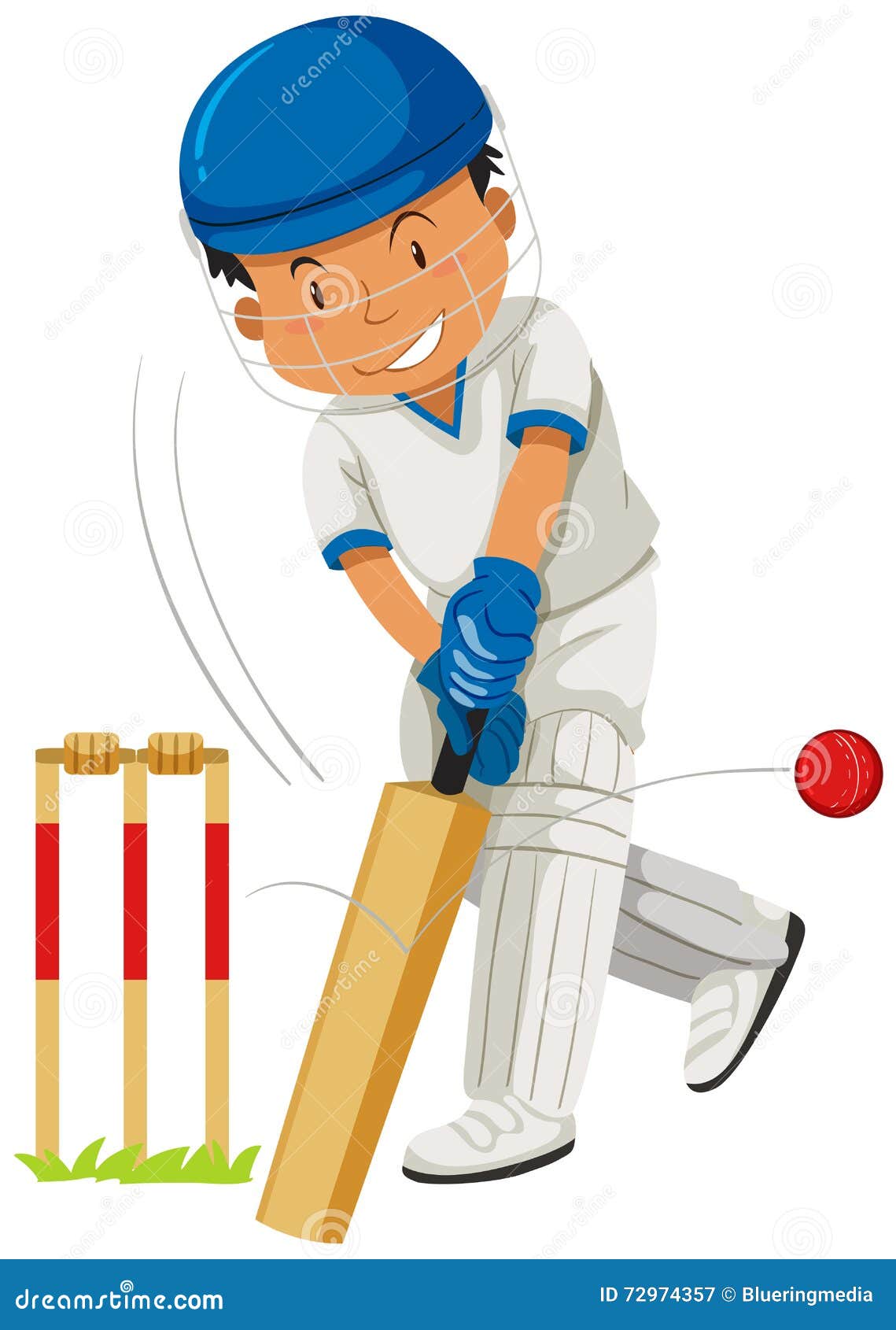 Cricket Player Hitting Ball with Bat Stock Vector - Illustration of  hitting, sport: 72974357