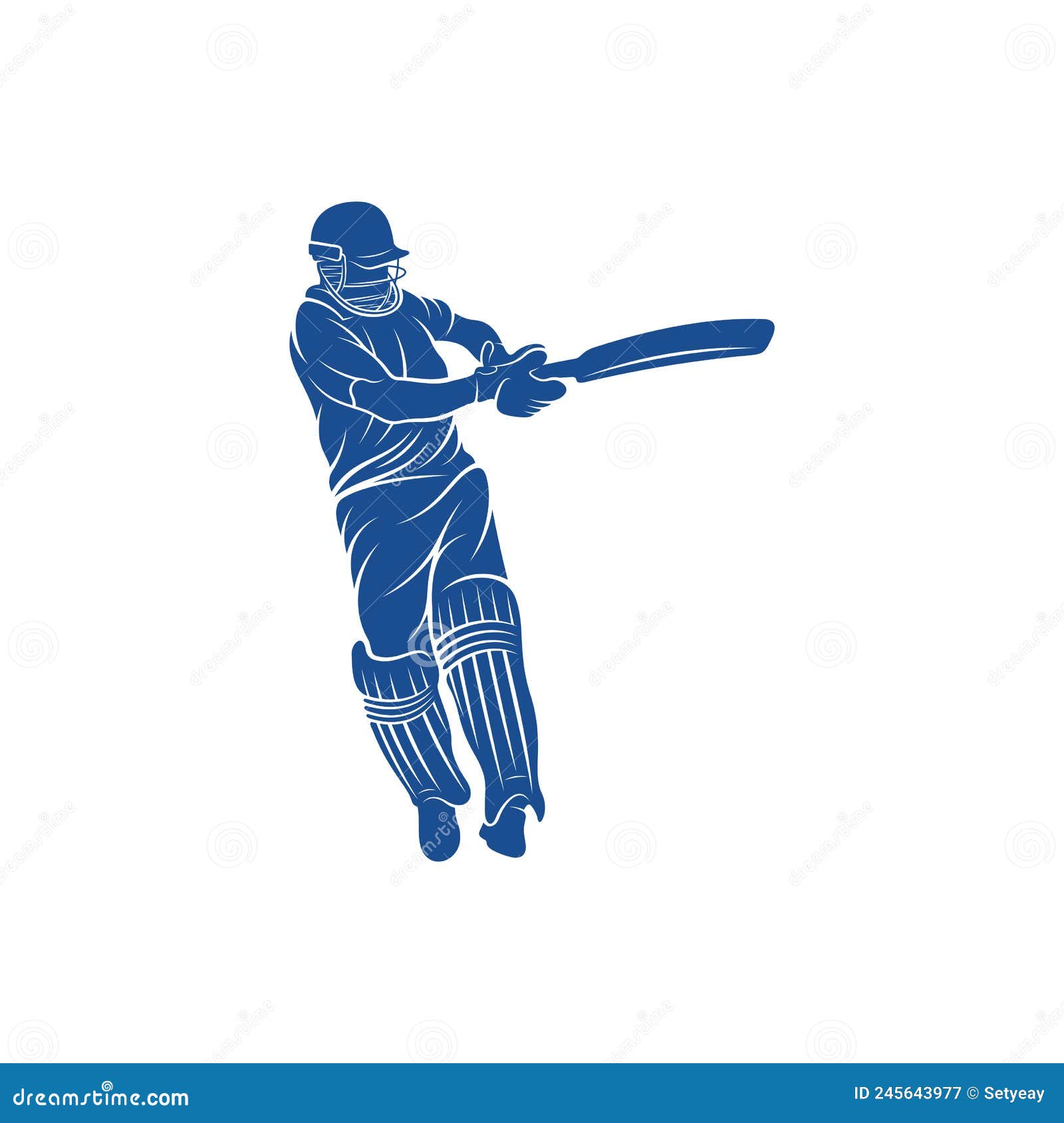 Cricket Player Logo Design Vector. Icon Symbol Stock Illustration