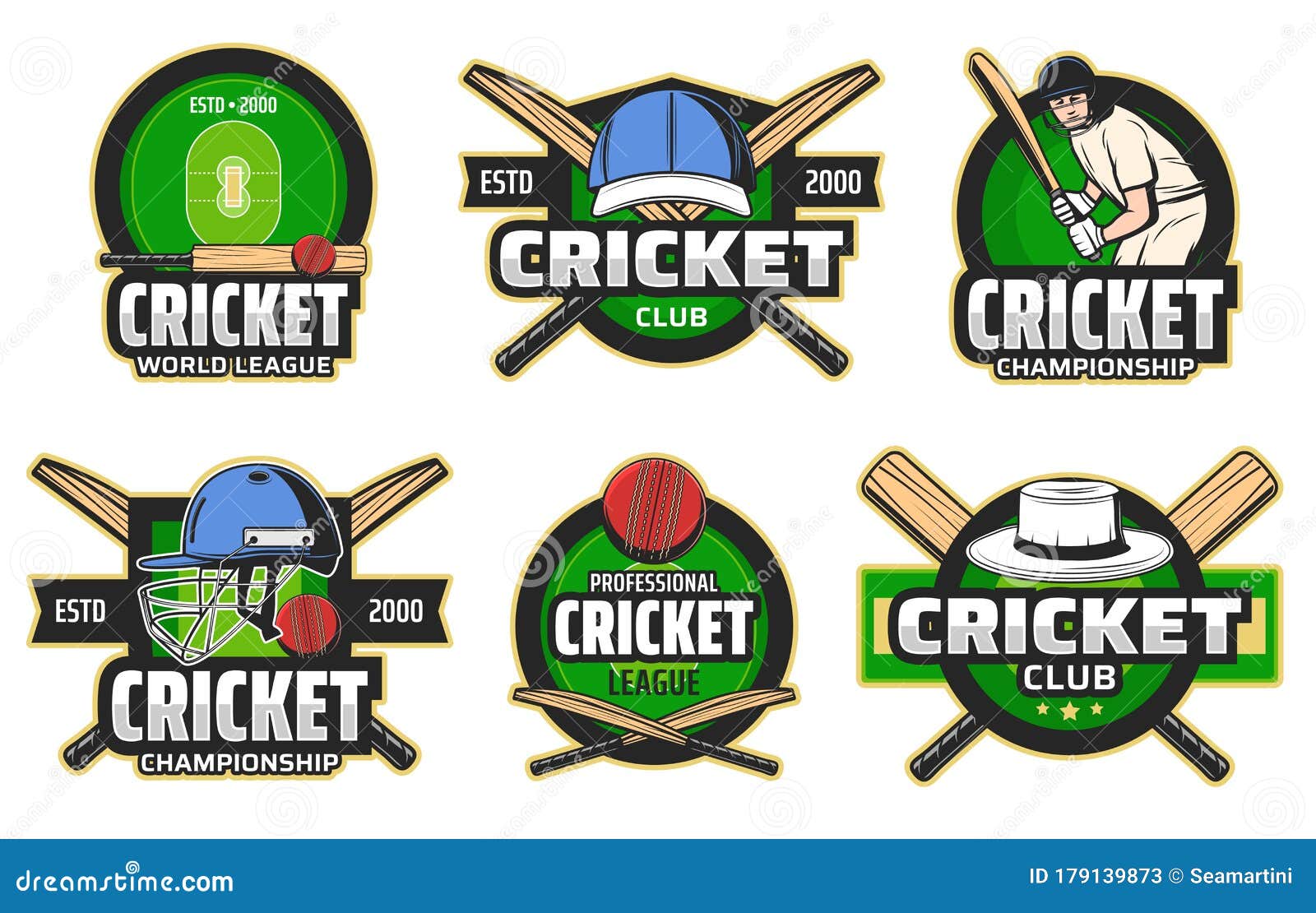 Cricket Sport Items and Player Vector Icons Stock Vector - Illustration ...