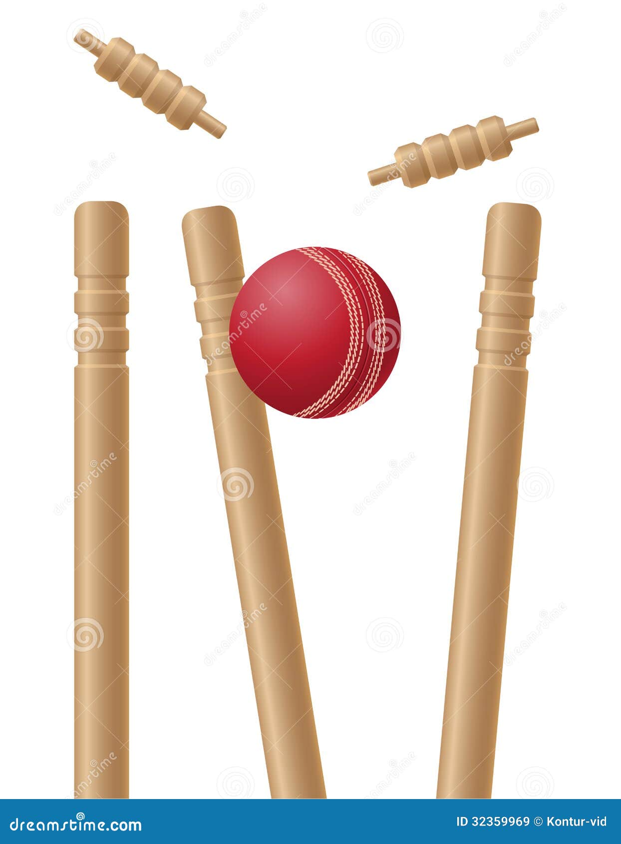 Cricket Wickets and Ball Vector Illustration Stock Vector