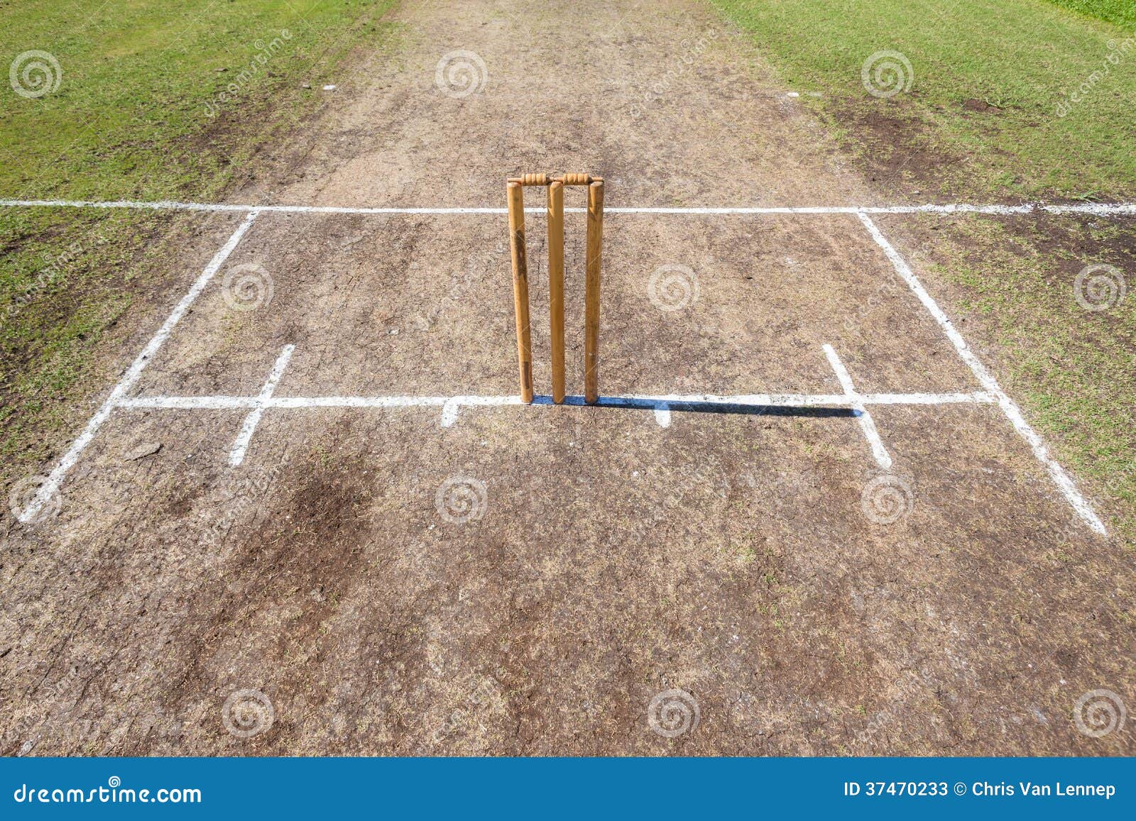 Cricket Wickets Playing Pitch Grounds Stock Image Image of lines