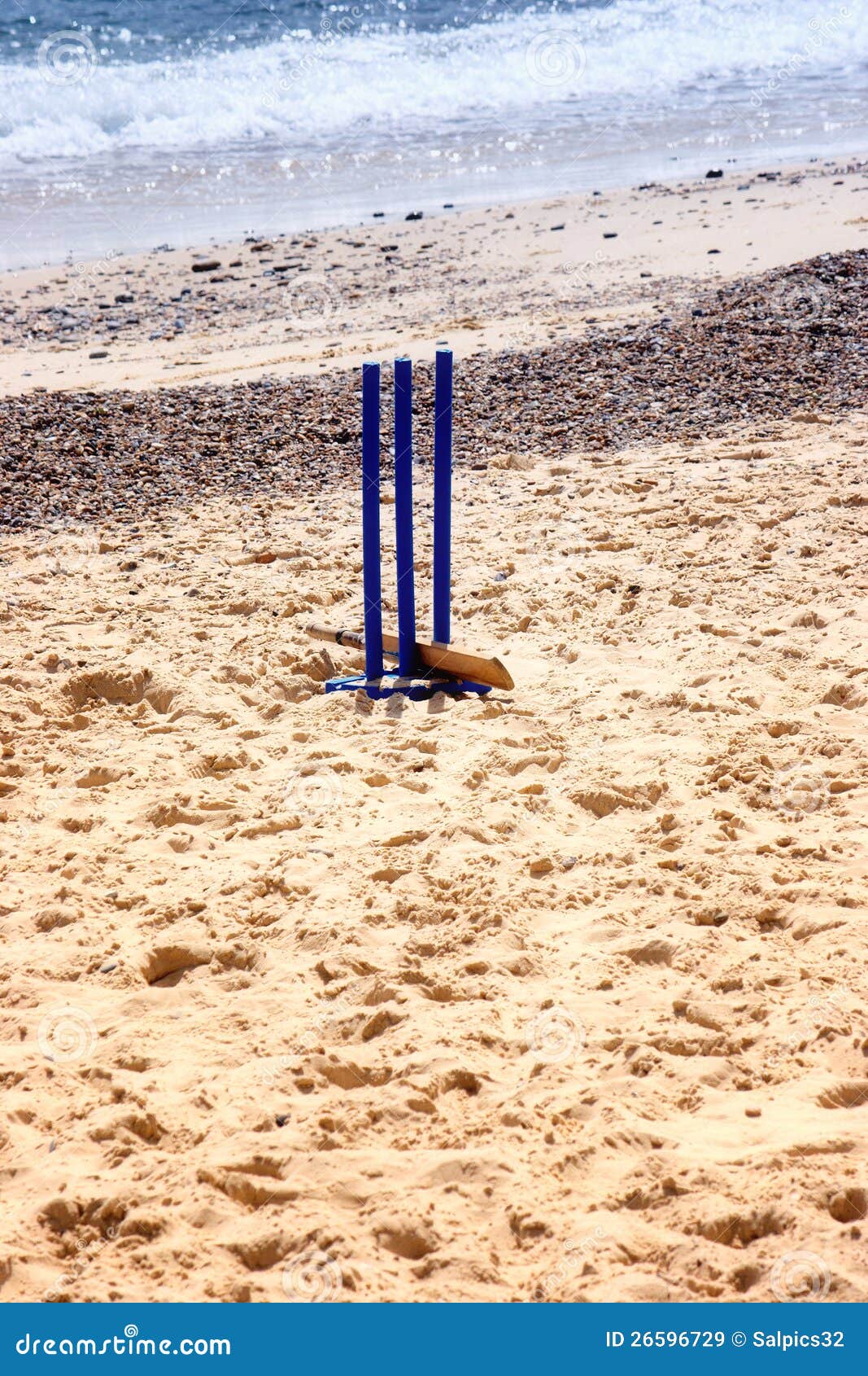 Cricket Wickets in the Sand Stock Image Image of water, surf 26596729