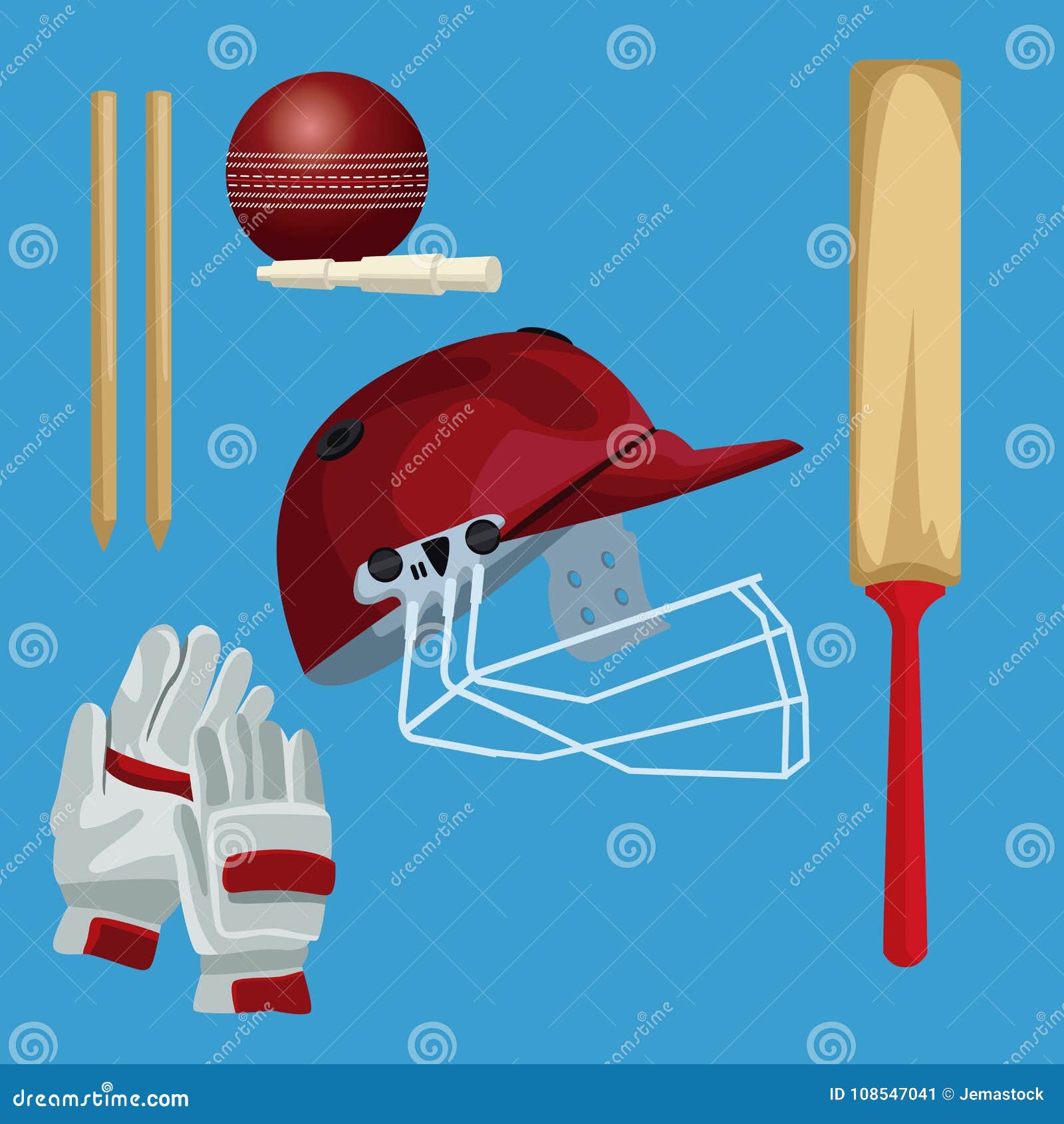 Crickets Equipment Elements Stock Vector Illustration of strike