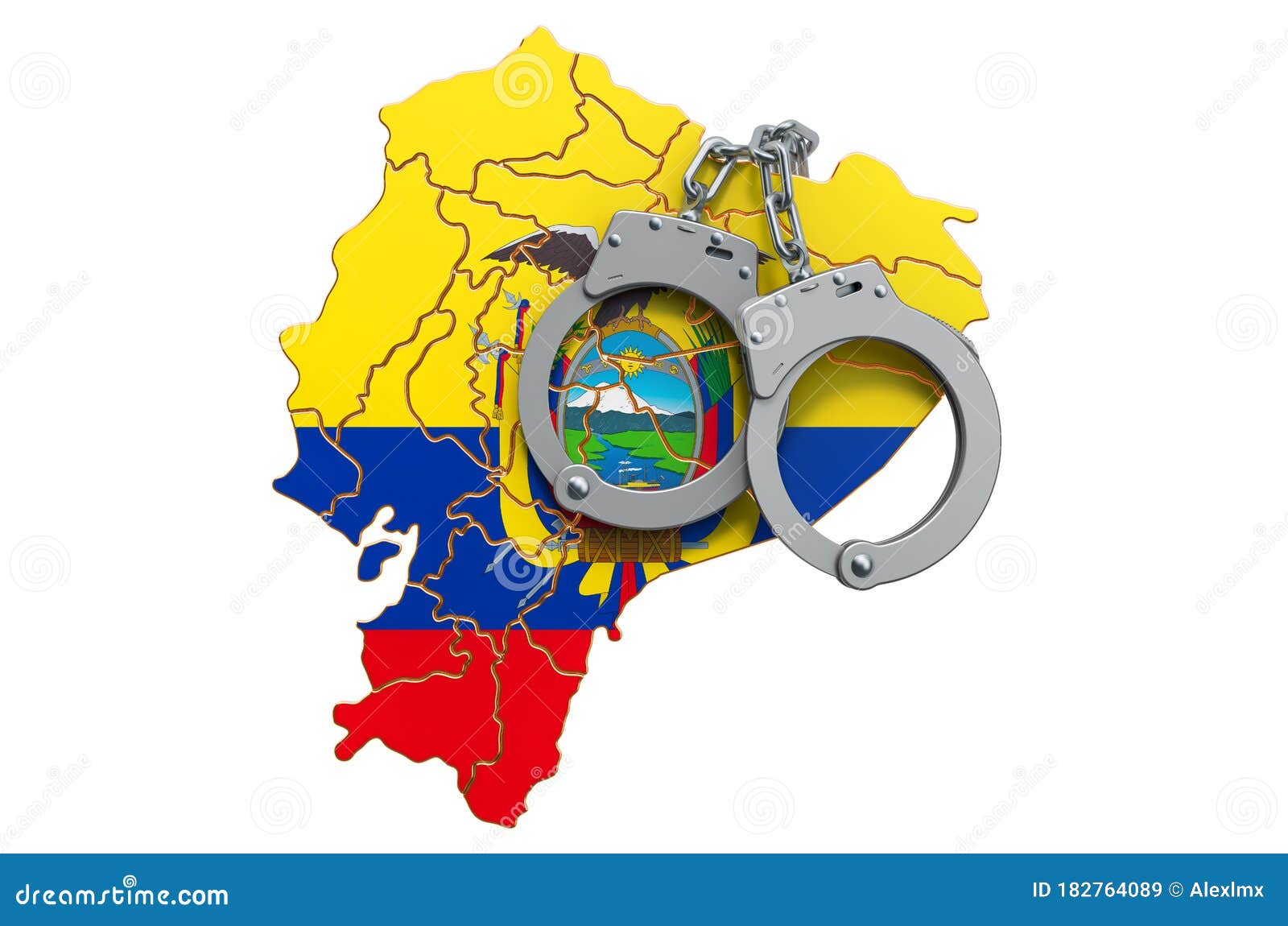 Crime and Punishment in Ecuador Concept, 3D Rendering Stock ...