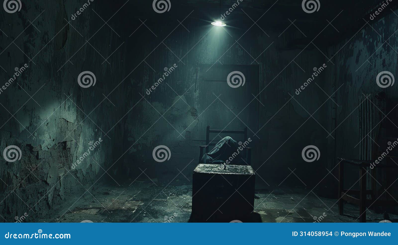 crime room with hidden contraband and cash single light source dark room