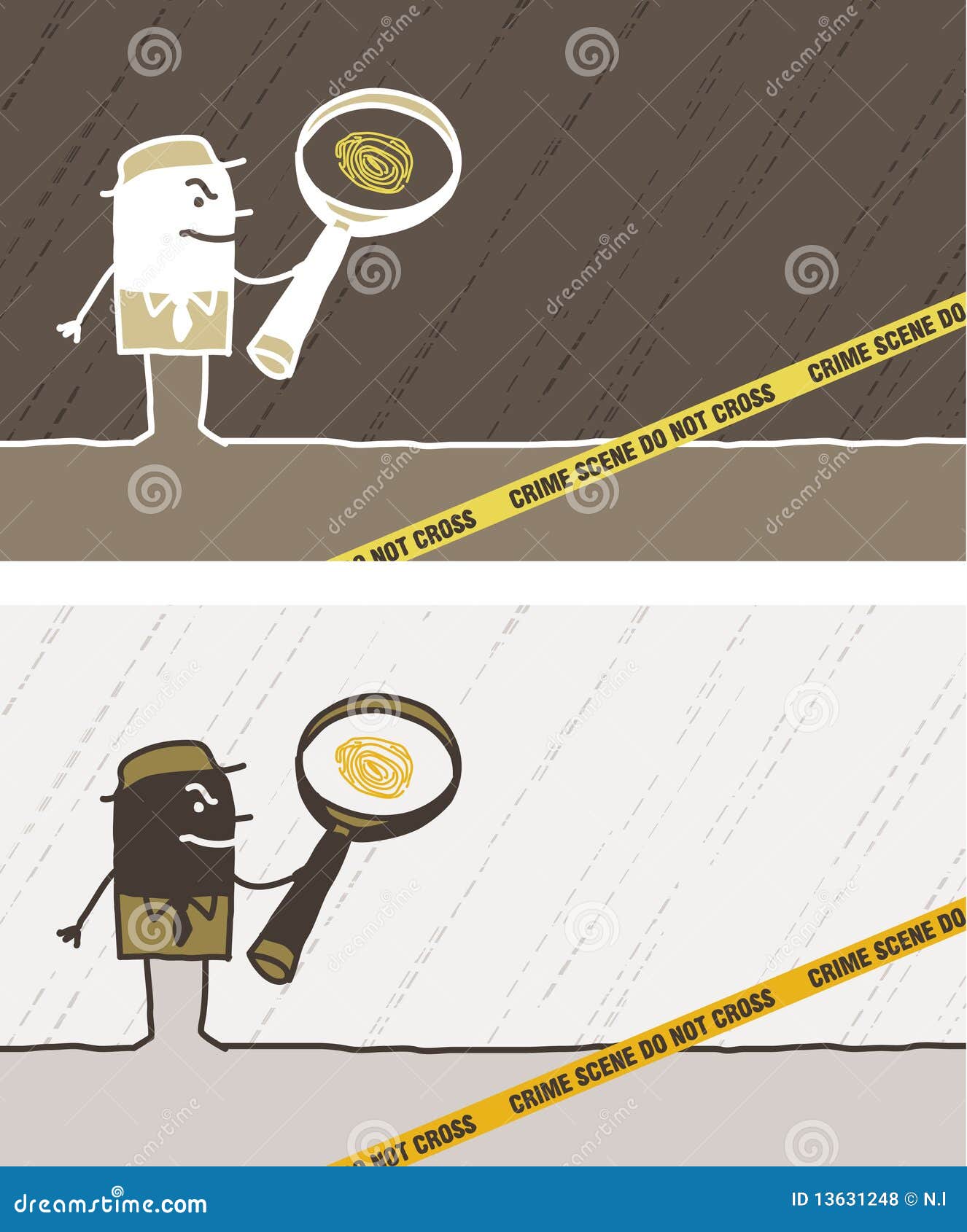 Crime Scene Colored Cartoon Stock Vector - Illustration of inspector