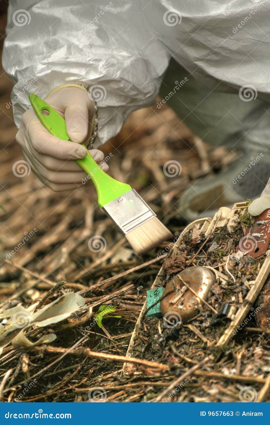 Crime scene investigation. Police officer investigating a crime scene