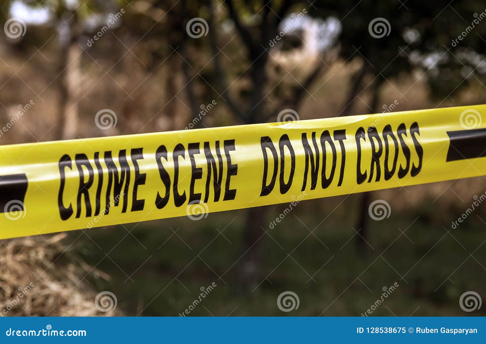 Crime Scene Yellow Police Tape Closeup Stock Image Image of ribbon