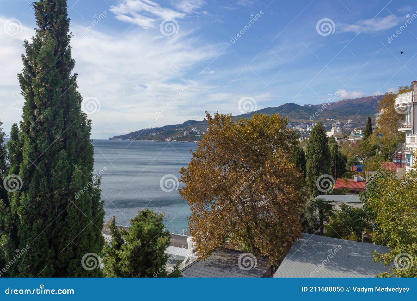 crimea coast with sea and mountain views, from apartments