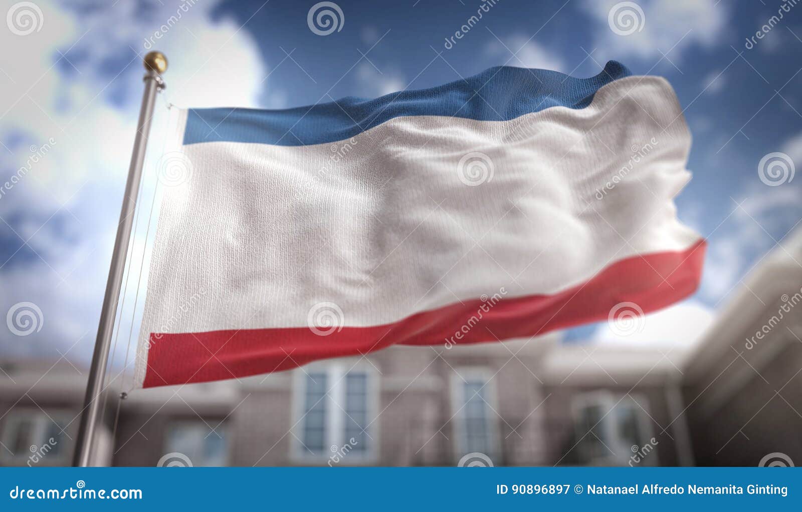 Crimea Flag 3D Rendering on Blue Sky Building Background Stock Image ...