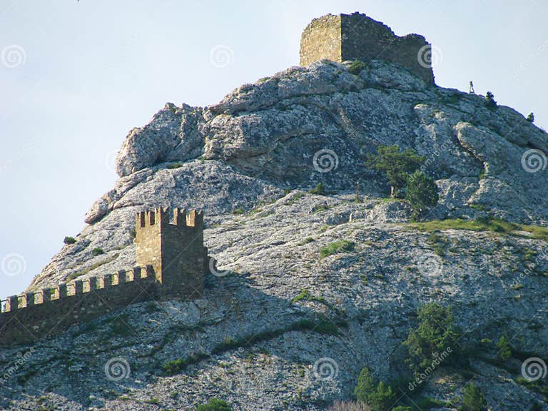 The Ruins of the Ancient Italian Mountain Fortress, in Crimea Stock