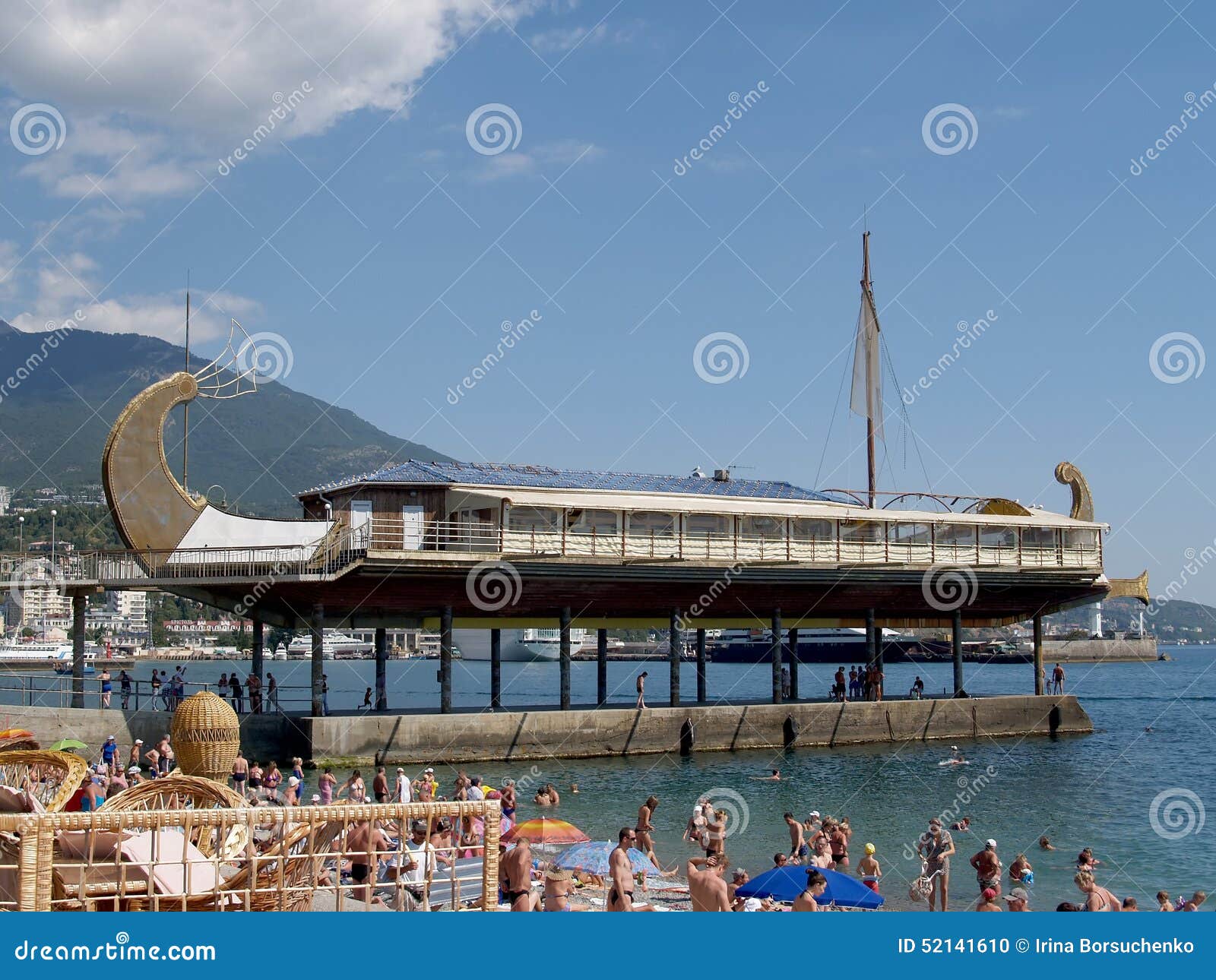 Crimea, Yalta. Restaurant on the Seashore Editorial Image Image of