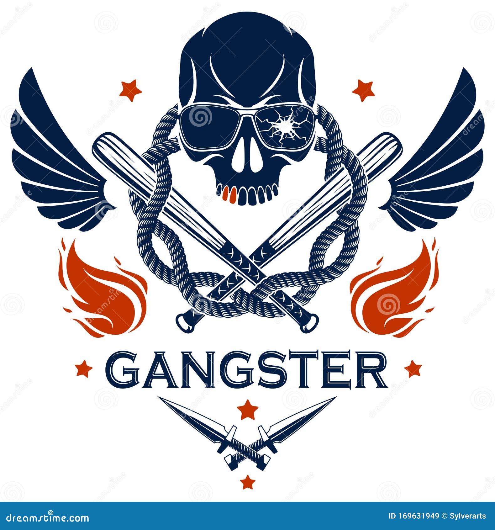 Criminal Tattoo ,gang Emblem or Logo with Aggressive Skull Baseball ...