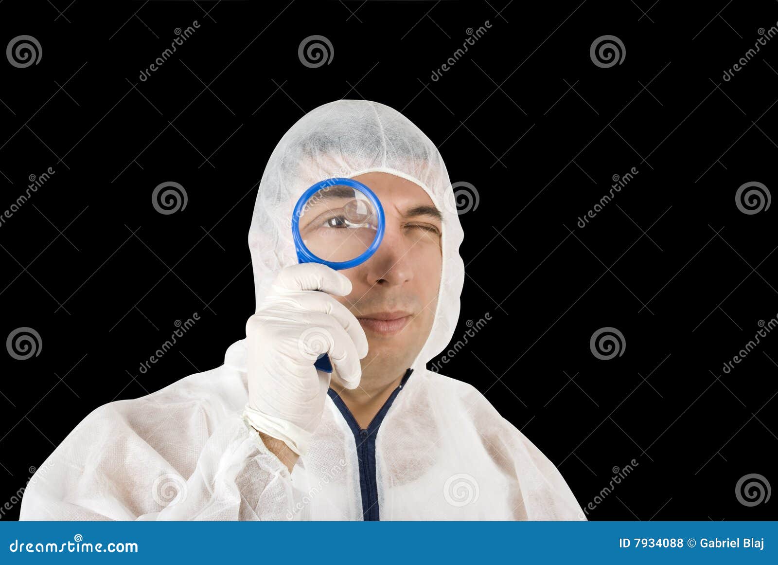 criminologist with magnifier