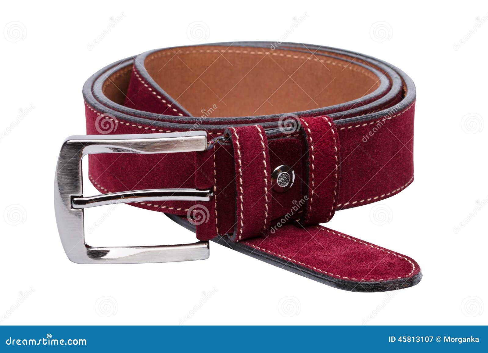 crimson men leather belt  on white