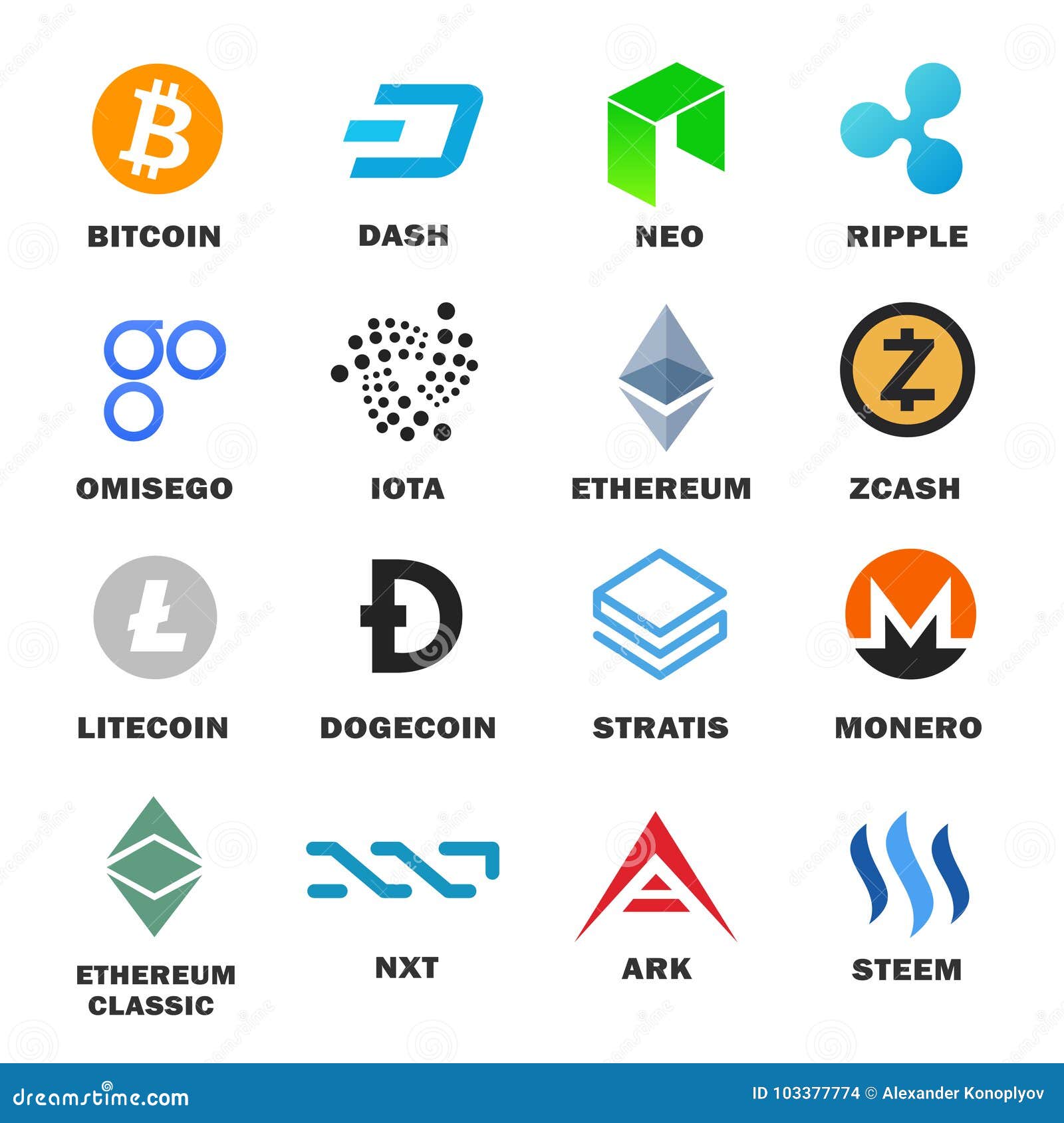 Criptocurrency icon set stock vector. Illustration of cash - 103377774