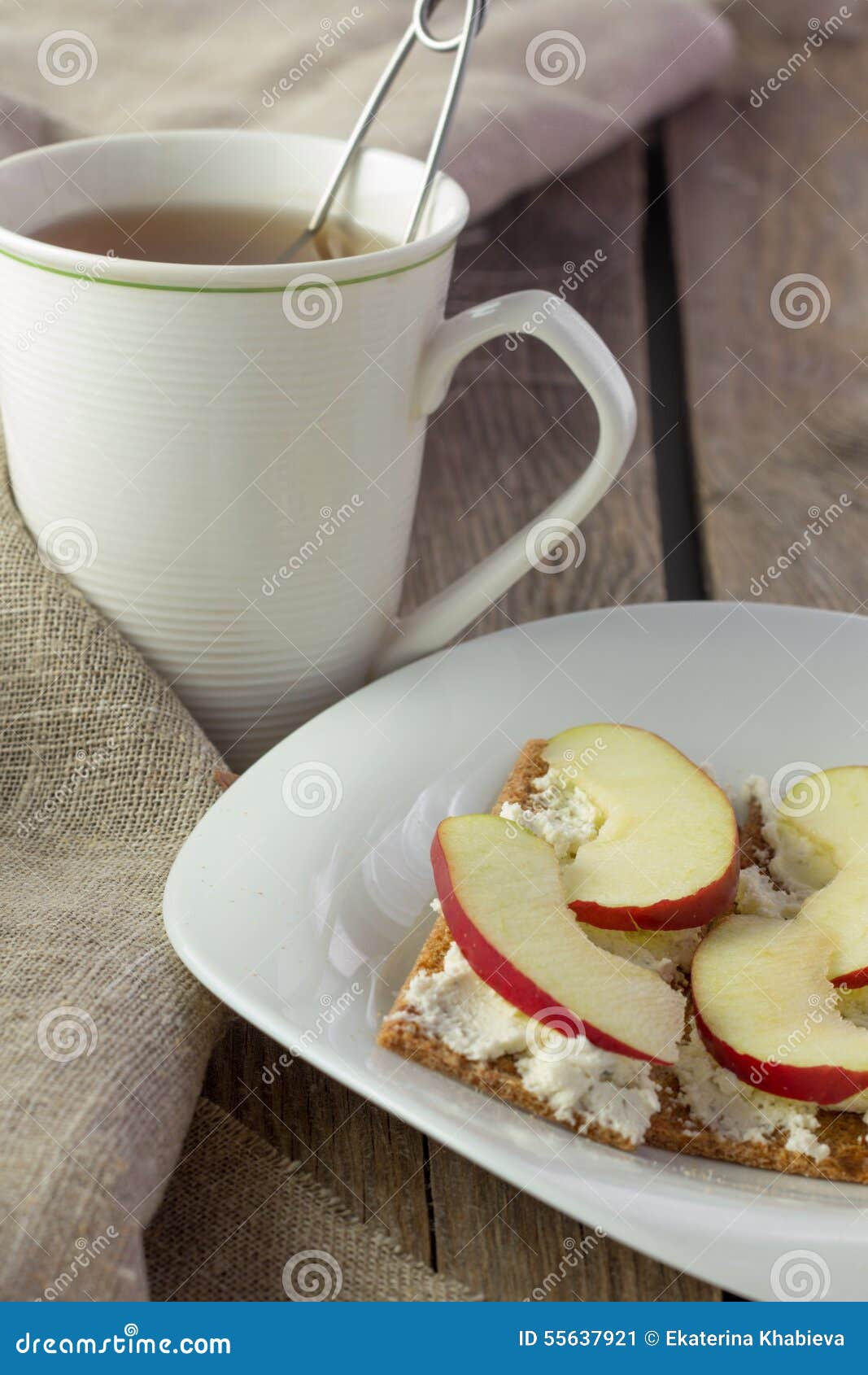 Crisp Bread Cream Cheese Apples Stock Photos Free & RoyaltyFree