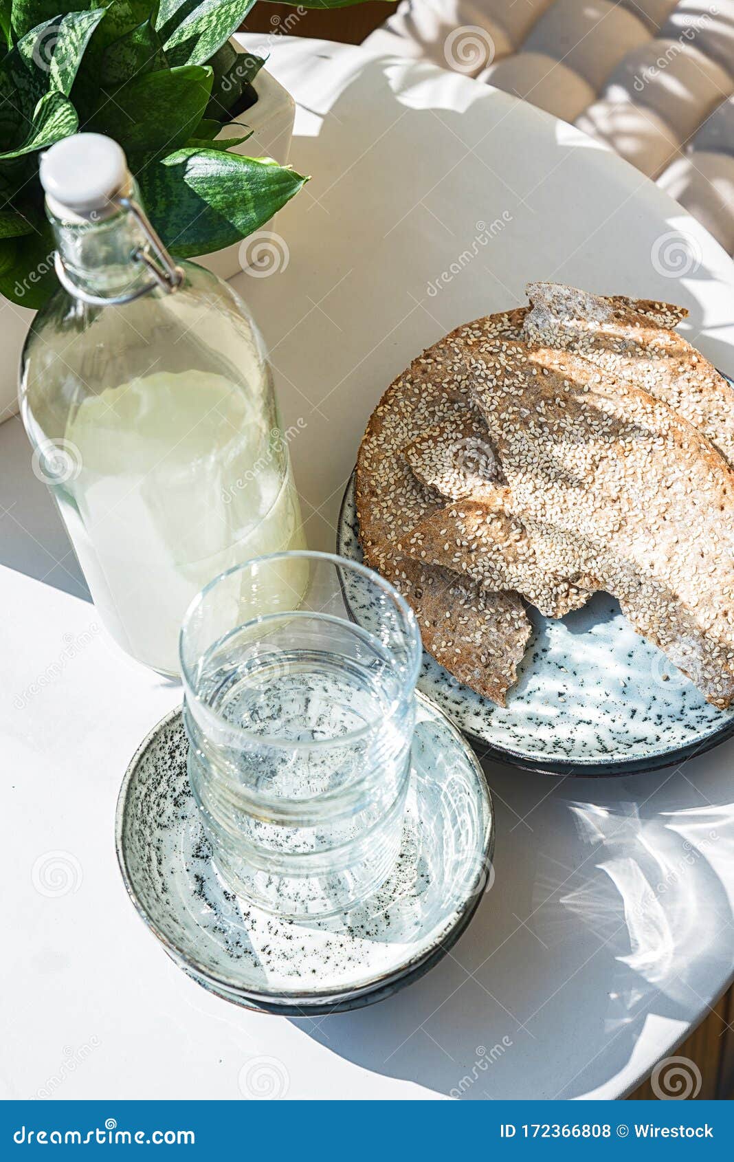 Crisp bread and lemonade stock photo. Image of snack 172366808
