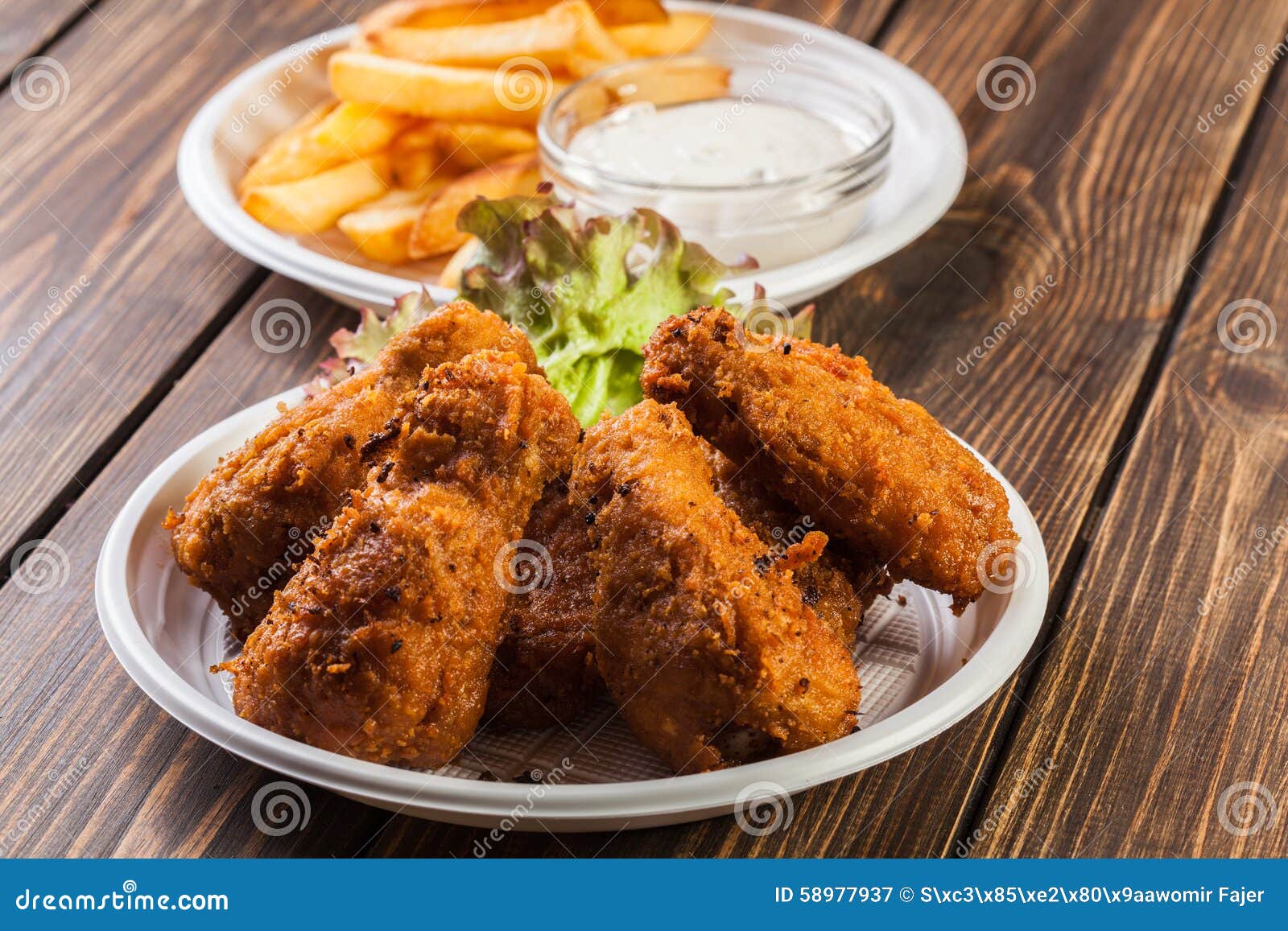 Crisp Crunchy Chicken Wings with Chips Stock Image Image of barbecue