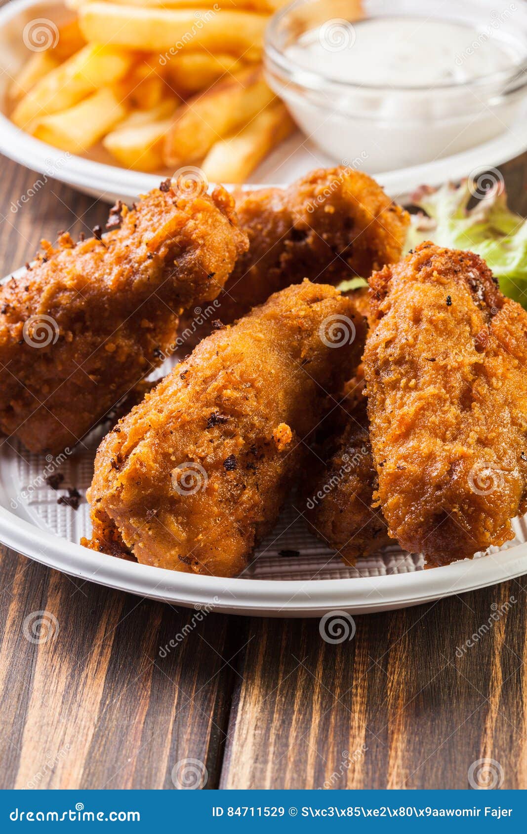 Crisp Crunchy Chicken Wings with Chips Stock Image Image of prepared