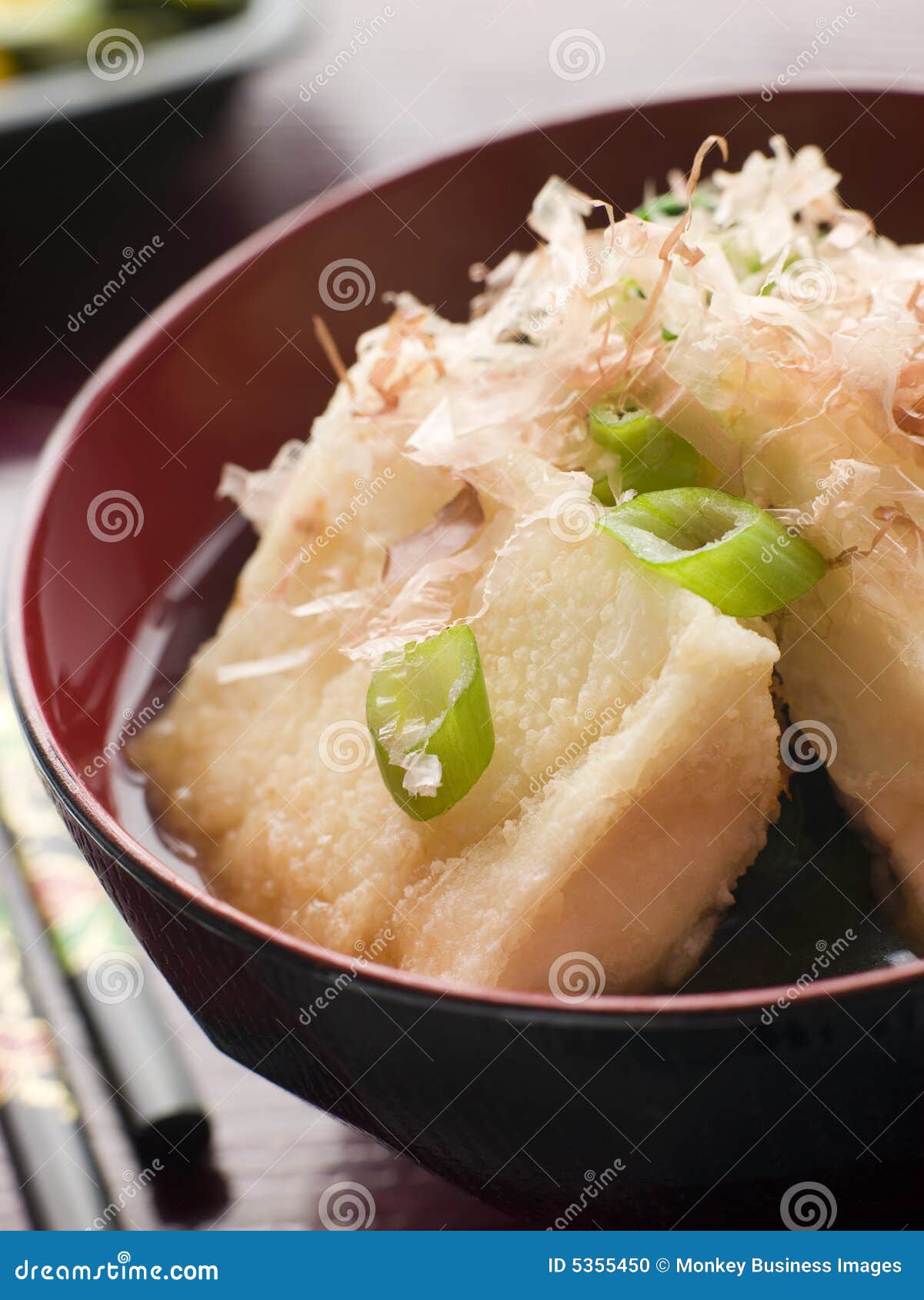 crisp fried tofu in miso with bonito flakes and pi