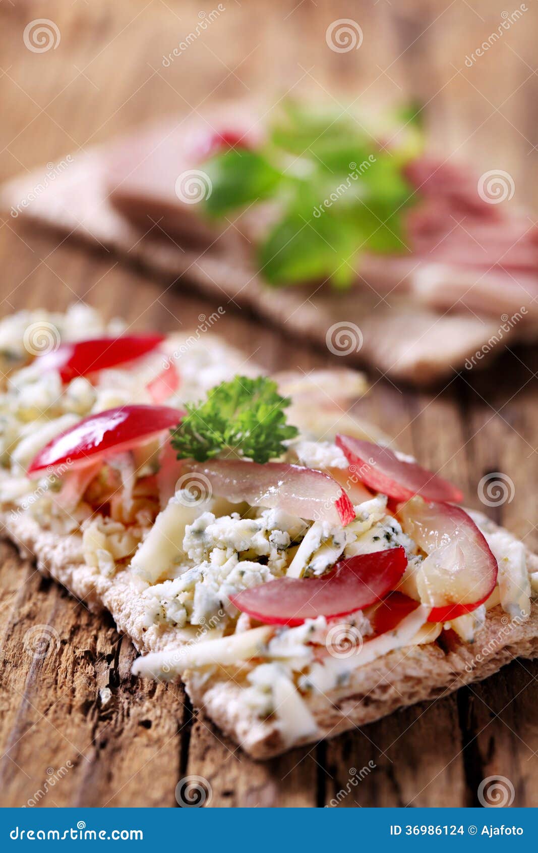 Crispbread with Blue Cheese and Pate Stock Photo Image of cracker