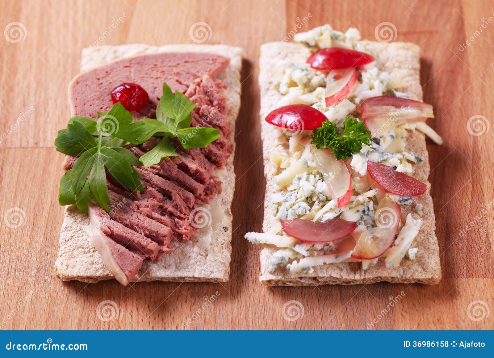 Crispbread with Blue Cheese and Pate Stock Photo Image of thin