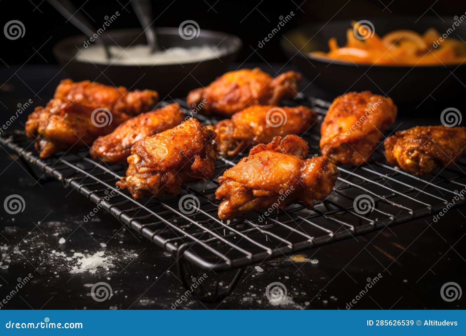Crispy Buffalo Wings on Cooling Rack Stock Image Image of meal, fried