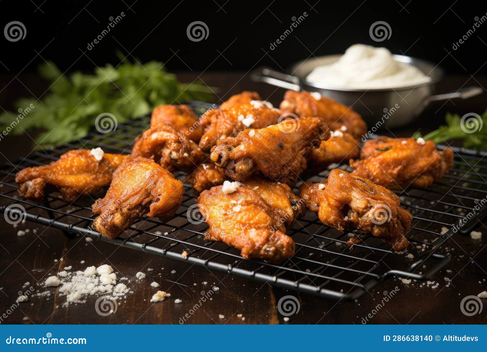 Crispy Buffalo Wings on Cooling Rack Stock Illustration Illustration