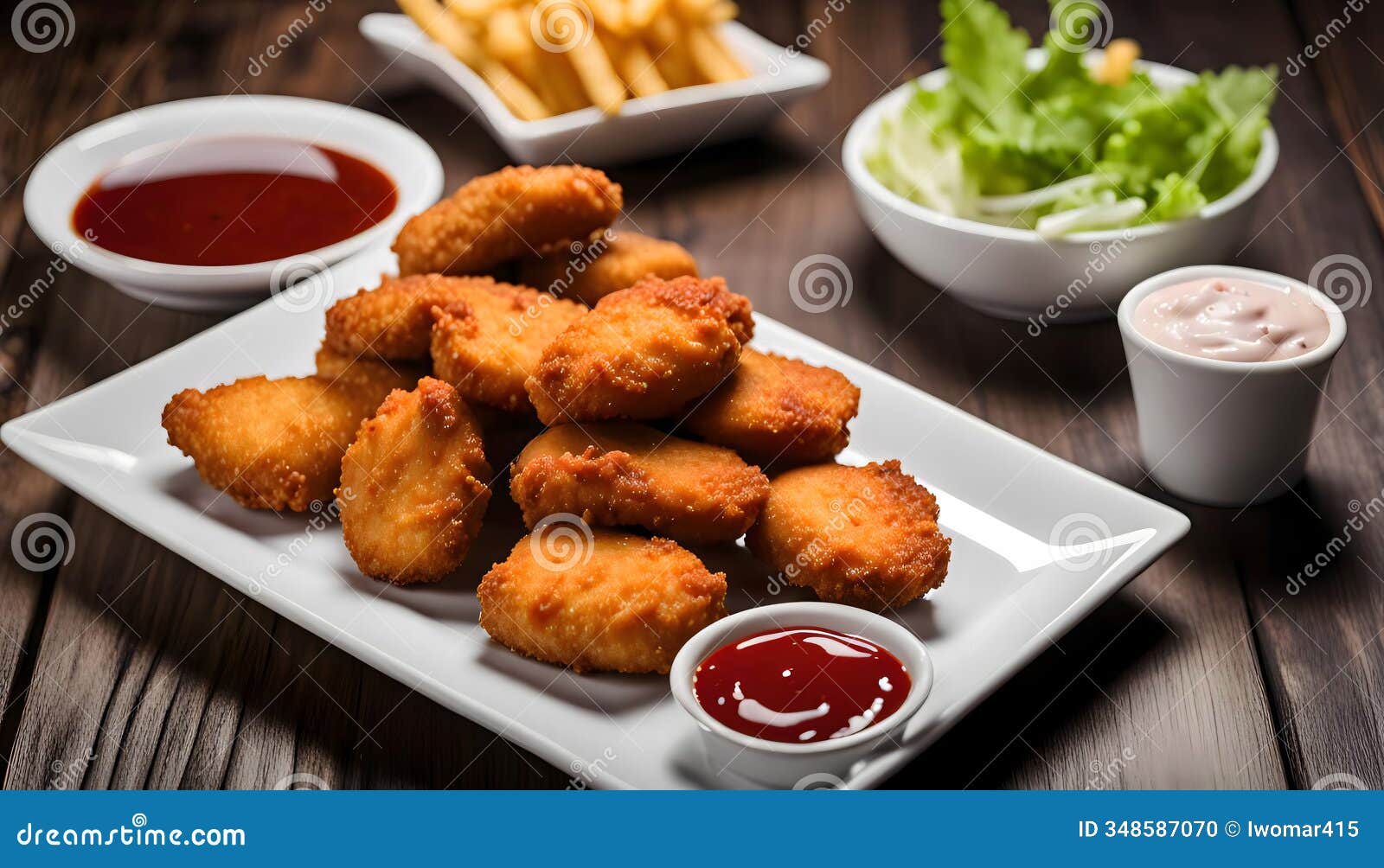 crispy chicken nuggets with dipping sauces
