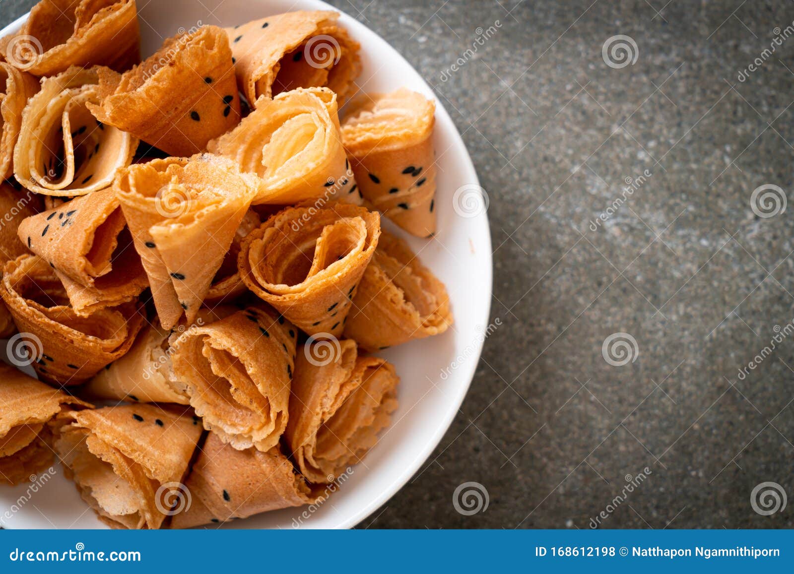 Crispy Coconut Roll Asian Snack Stock Photo Image of asian, black